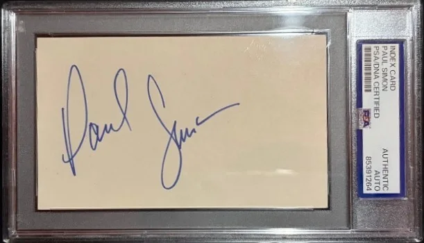 Paul Simon — PAUL SIMON SIGNED INDEX CARD PSA ENCAPSULATED GARFUNKEL VINTAGE FULL NAME RARE B