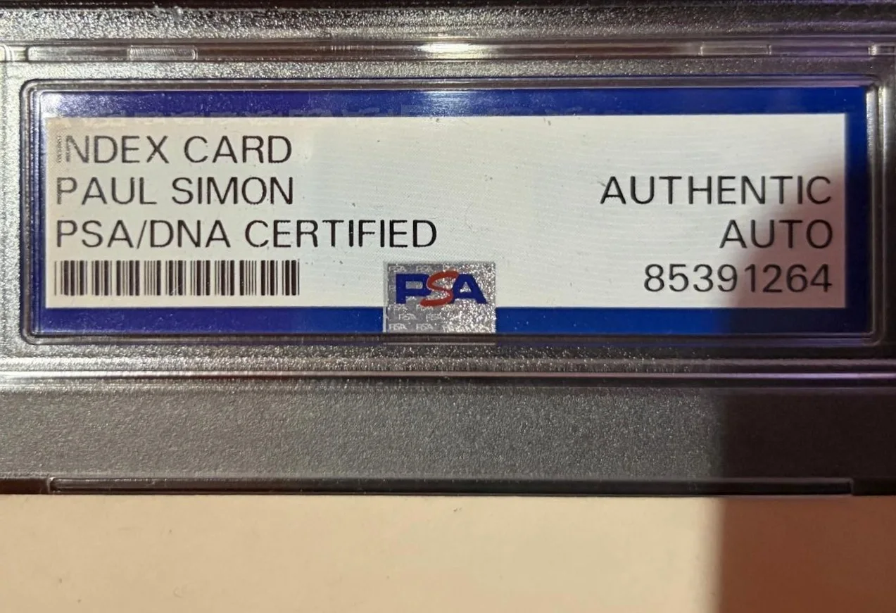 Paul Simon — PAUL SIMON SIGNED INDEX CARD PSA ENCAPSULATED GARFUNKEL VINTAGE FULL NAME RARE B, изображение 2