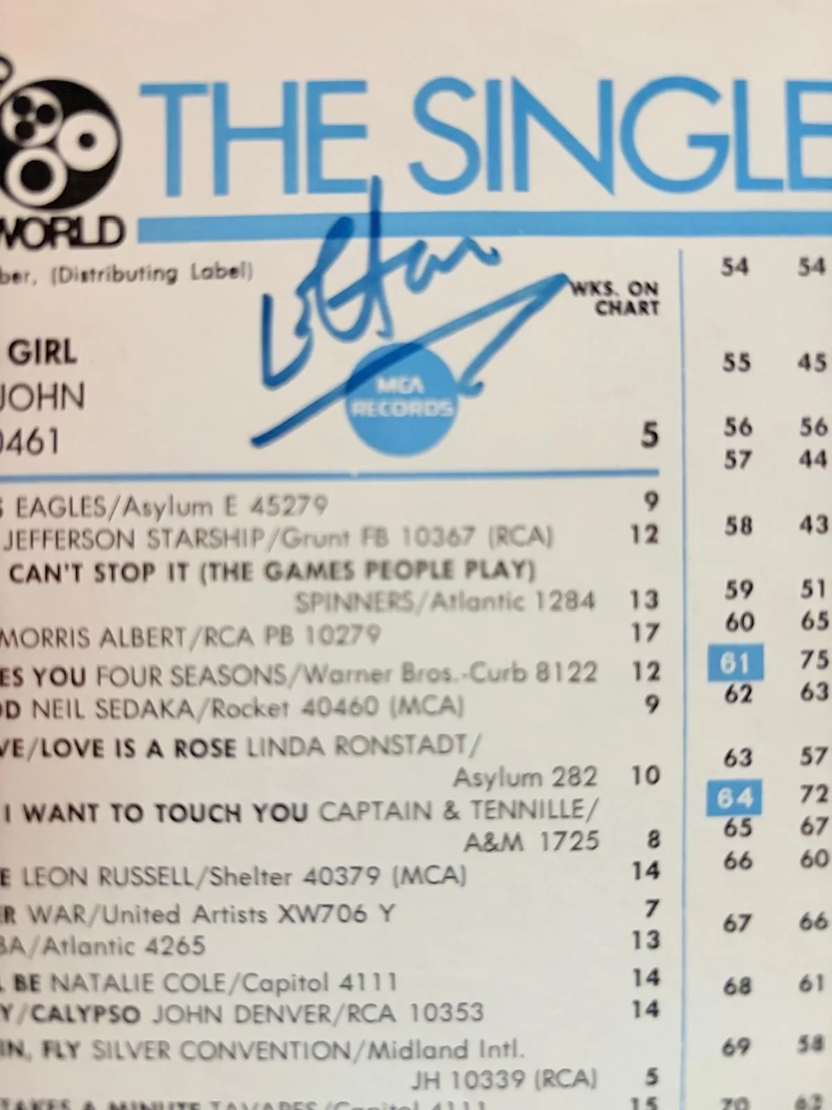 Elton John — ELTON JOHN SIGNED AUTOGRAPHED 11X14 THE SINGLES CHART ROCKET MAN VINTAGE PSA, image 2