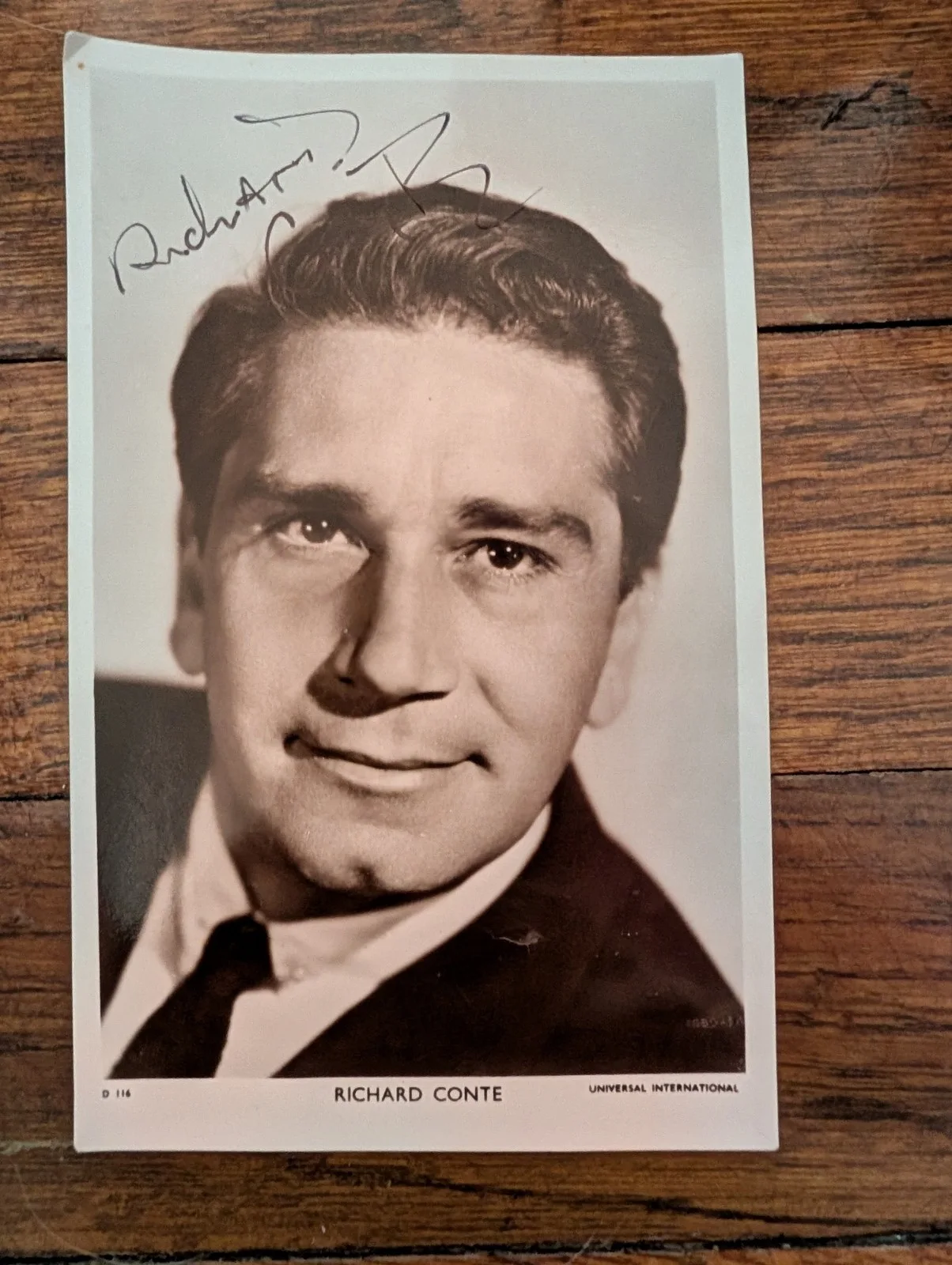 Richard Conte — Richard Conte Signed Photo Postcard Vintage, image 4