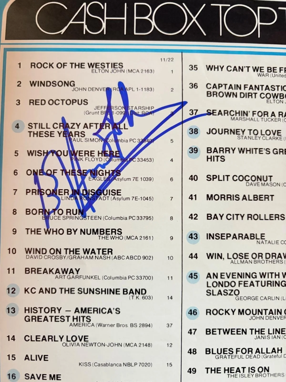 ELTON JOHN SIGNED AUTOGRAPHED 11X14 TOP 100 ALBUMS CHART ROCKET MAN VINTAGE PSA, image 2