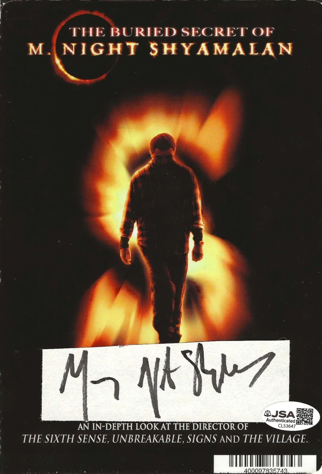 M. NIGHT SHYAMALAN — M. NIGHT SHYAMALAN Signed "The Buried Secret of" 5.5x8 DVD Cover Card JSA COA