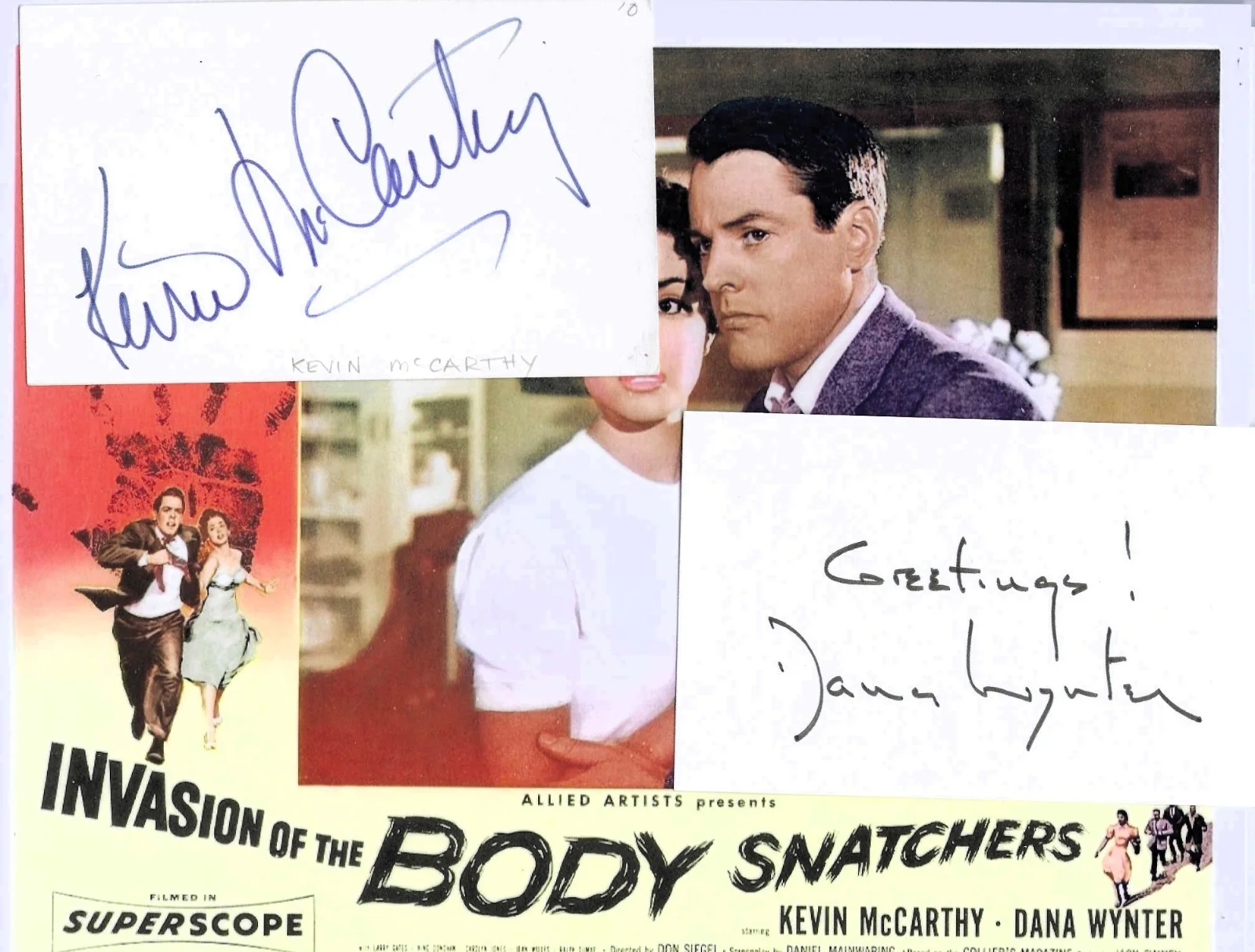 Kevin McCarthy and Dana Wynter — INVASION OF THE BODY SNATCHERS ... KEVIN McCARTHY & DANA WYNTER with UACC COA