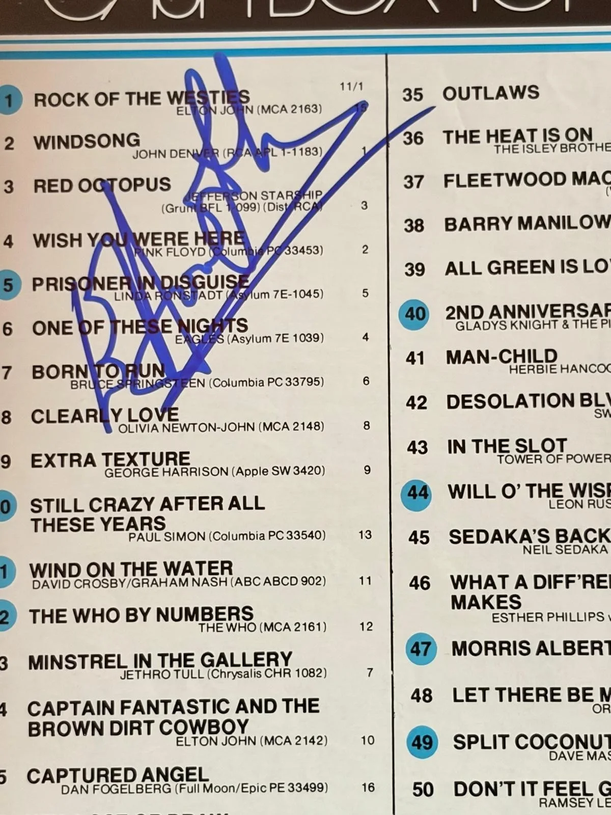 Elton John — ELTON JOHN SIGNED AUTOGRAPHED 11X14 TOP 100 ALBUMS CHART ROCKET MAN VINTAGE PSA, изображение 2