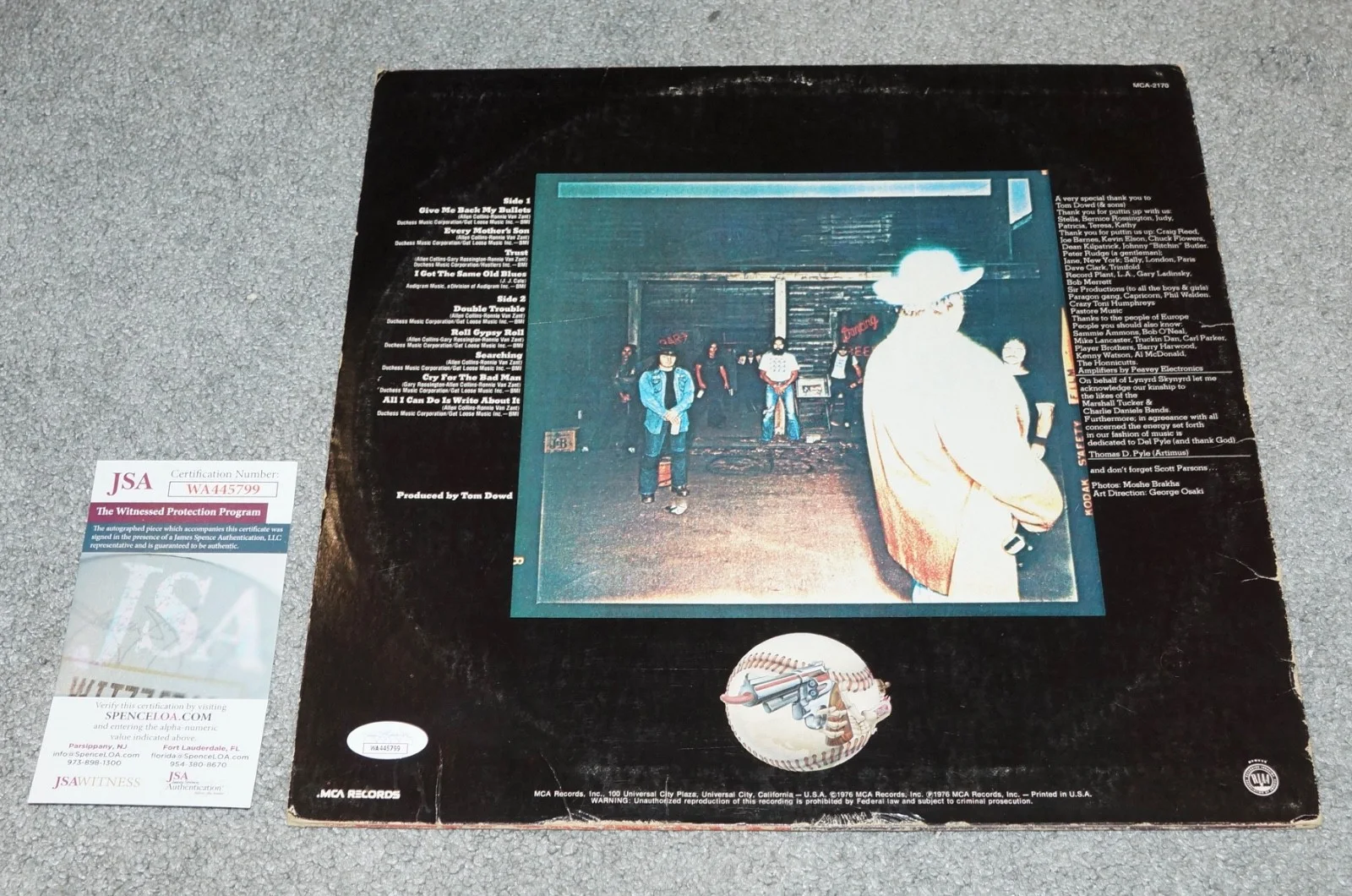 ARTIMUS PYLE Signed LYNYRD SKYNYRD Gimme Back Bullets Vinyl LP + JSA COA WA5799, изображение 4