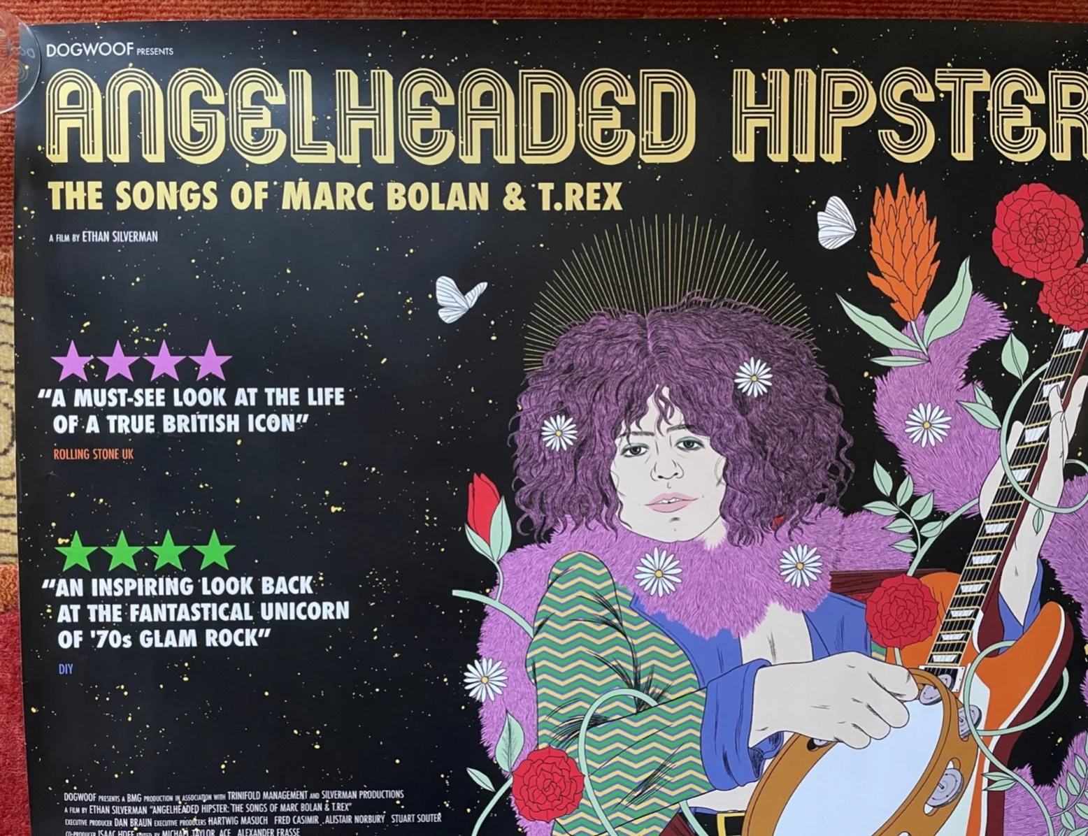 ANGELHEADED HIPSTER (2022) Original UK Quad Movie Film Poster Mark Bolan T.Rex, изображение 2