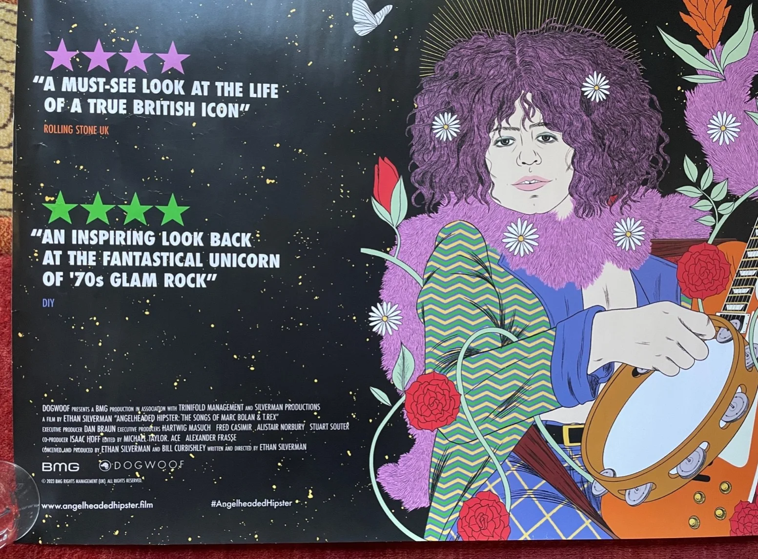 ANGELHEADED HIPSTER (2022) Original UK Quad Movie Film Poster Mark Bolan T.Rex, изображение 4