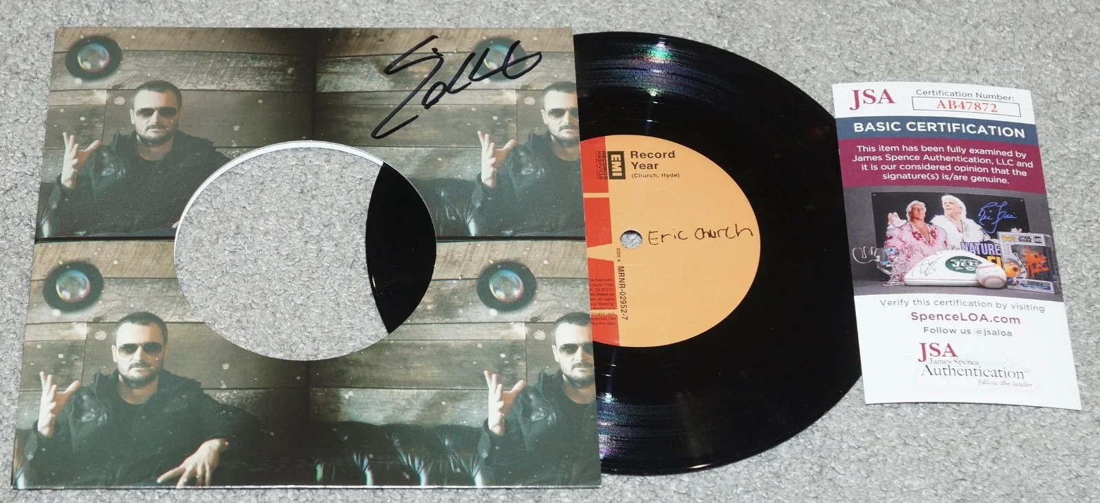ERIC CHURCH Signed Record Year Promo 45 Vinyl + JSA COA AB47872, изображение 4