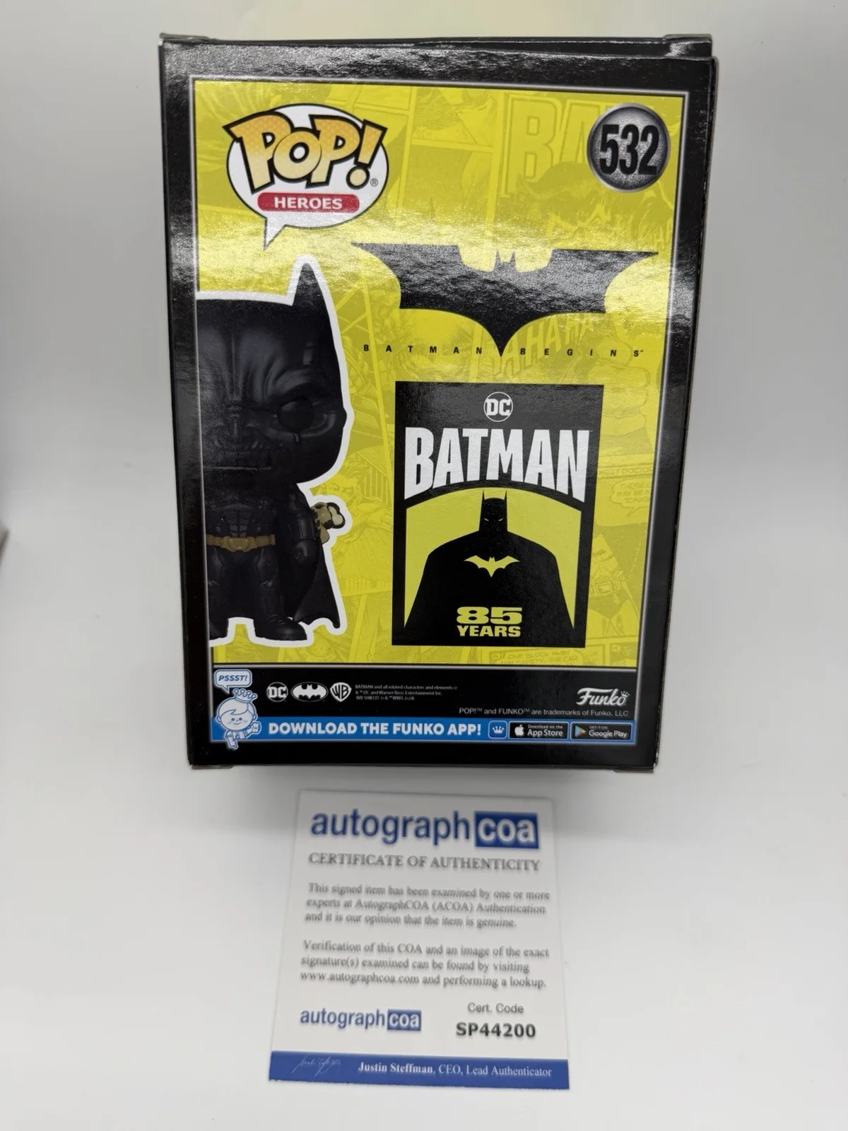 Christian Bale — Christian Bale signed Batman Fear Gas Funko Pop 532 Not Val Kilmer Batarang SNL, изображение 4