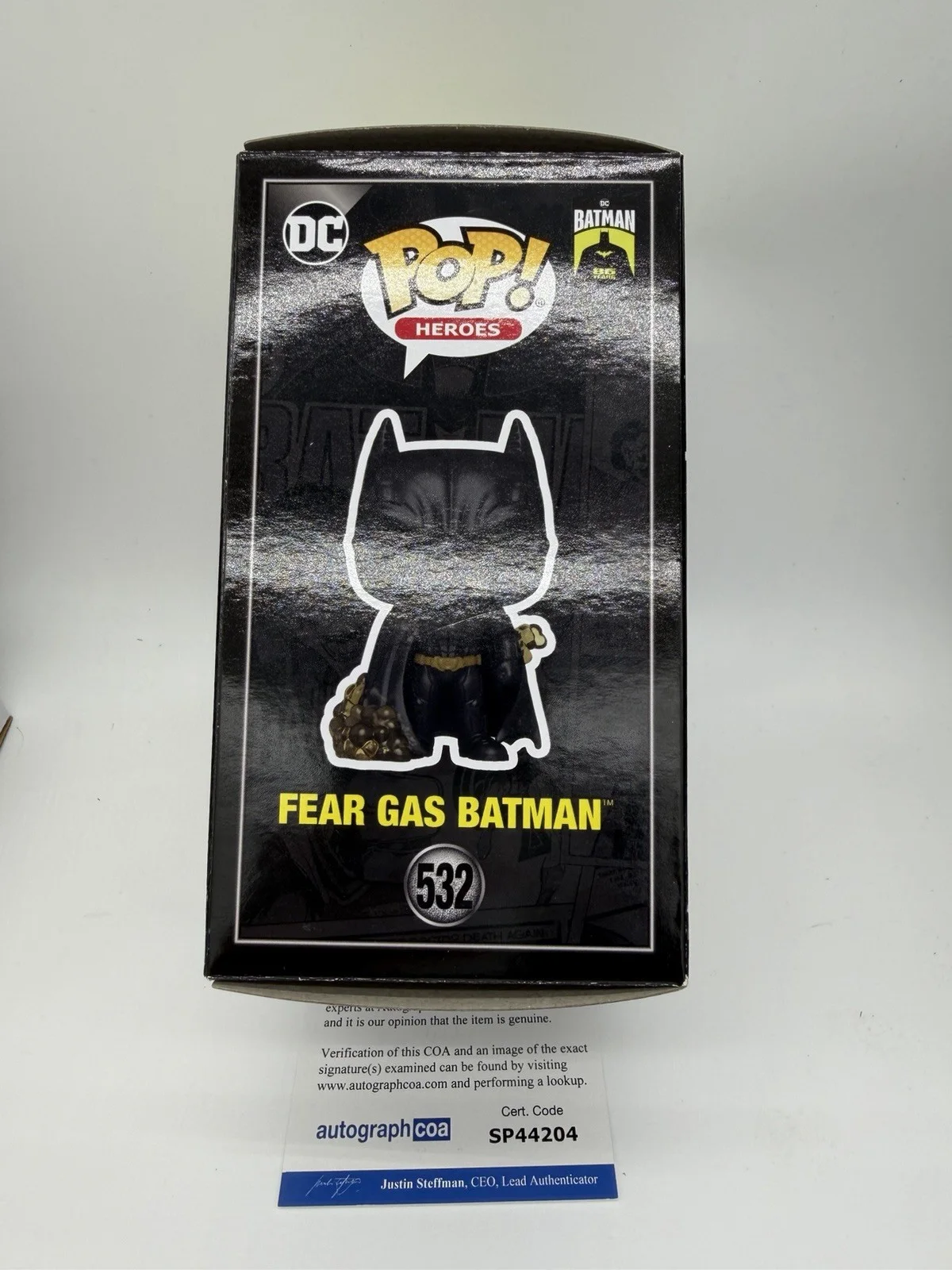 Christian Bale — Christian Bale signed Batman Fear Gas Funko Pop 532 Not George Clooney Robin, изображение 5