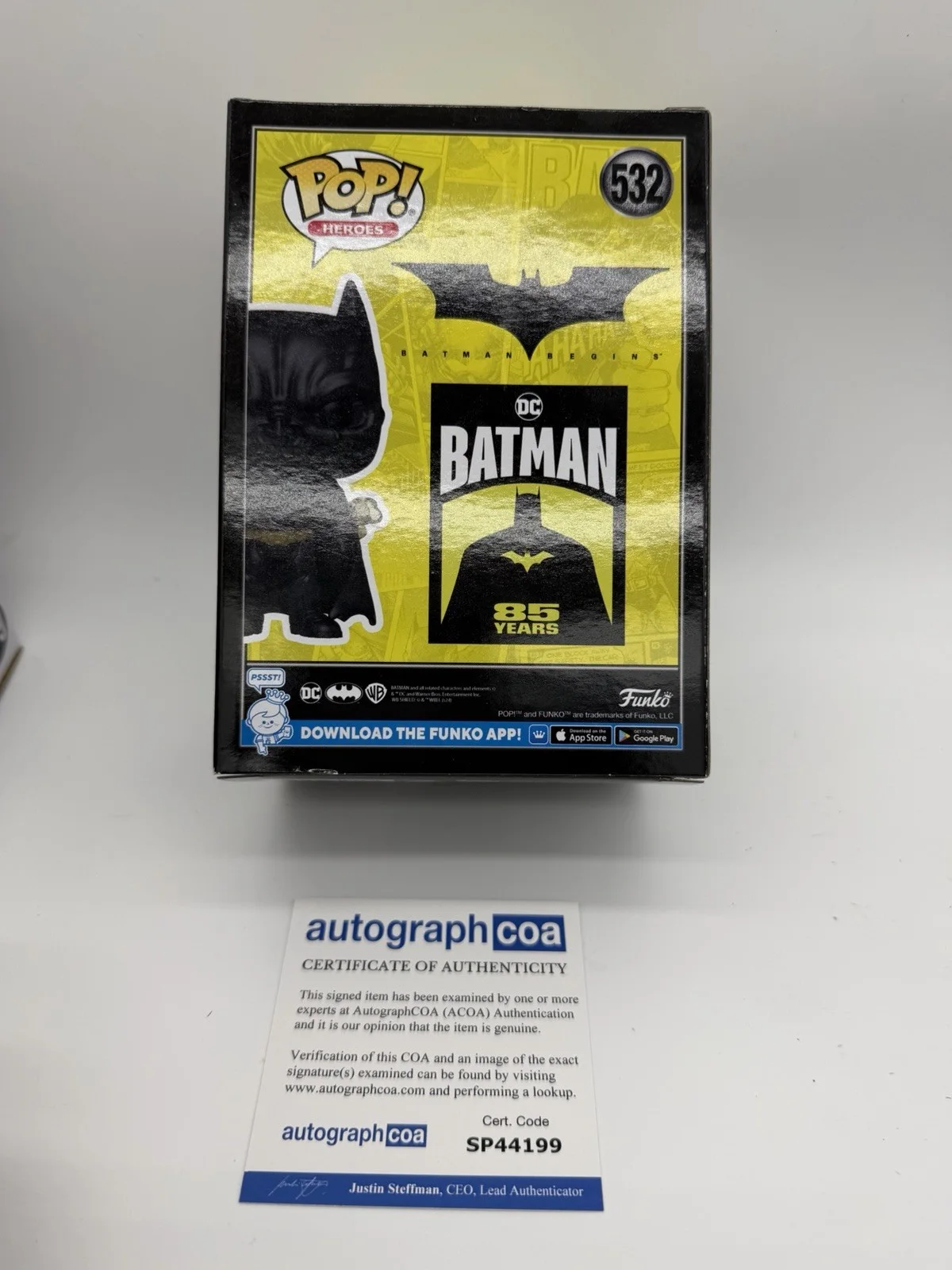 Christian Bale — Christian Bale signed Batman Fear Gas Funko Pop 532 Not Michael Keaton Batmobile, изображение 4