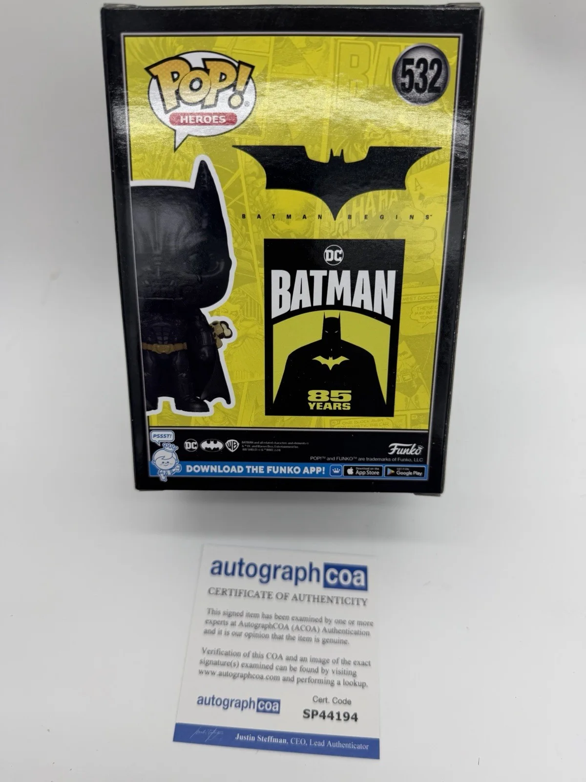 Christian Bale — Christian Bale signed Batman Fear Gas Funko Pop 532 Not Lady Gaga Joker Joaquin, изображение 4