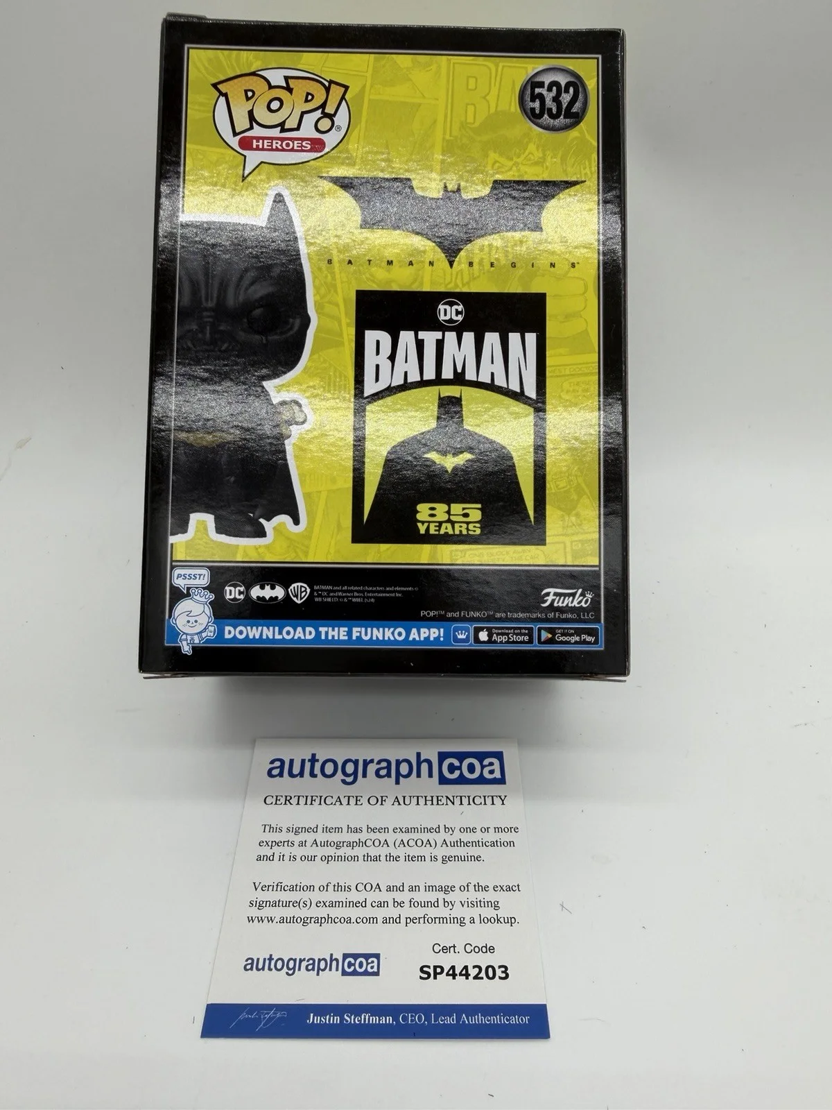 Christian Bale — Christian Bale signed Batman Fear Gas Funko Pop 532 Not Ninja Turtles Leonardo, image 4