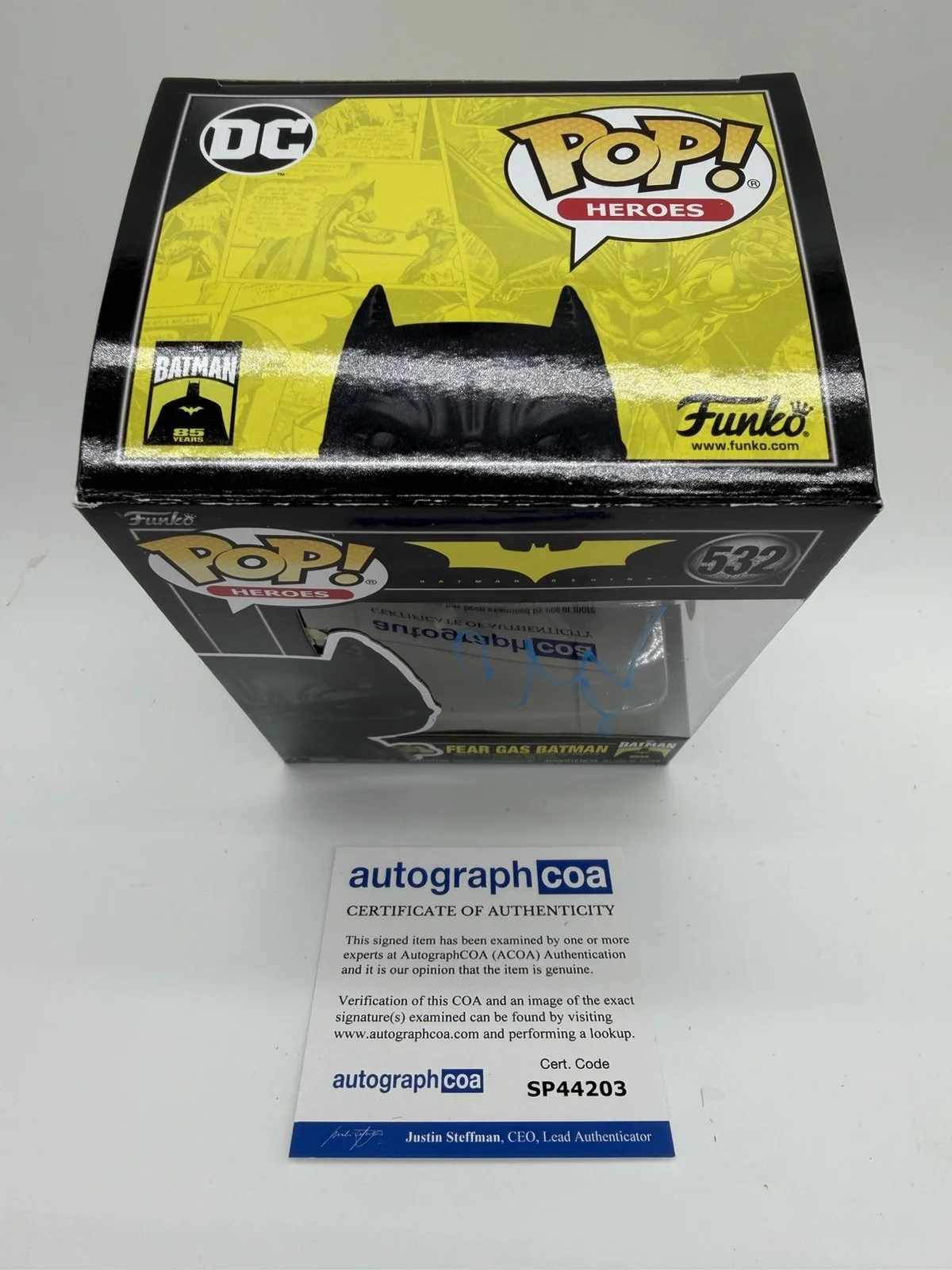 Christian Bale — Christian Bale signed Batman Fear Gas Funko Pop 532 Not Ninja Turtles Leonardo, image 5