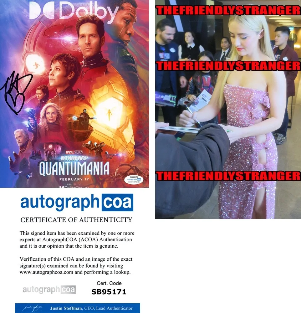 KATHRYN NEWTON — Kathryn Newton signed "ANTMAN WASP QUANTUMANIA" 8x10 Photo PROOF d ACOA COA