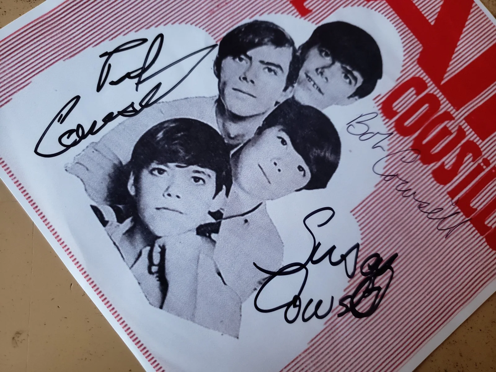 3 members hand signed EXCELLENT Vintage photo The Cowsills – Hair 7" by 7", изображение 3