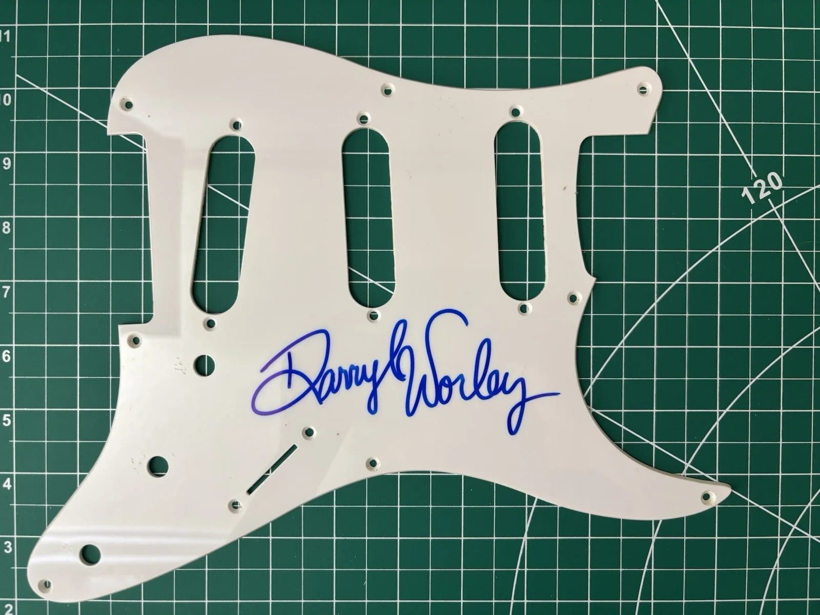 DARRYL WORLEY — DARRYL WORLEY HAND SIGNED STRATACASTER PICKGUARD --COUNTRY SINGER SONGWRITER