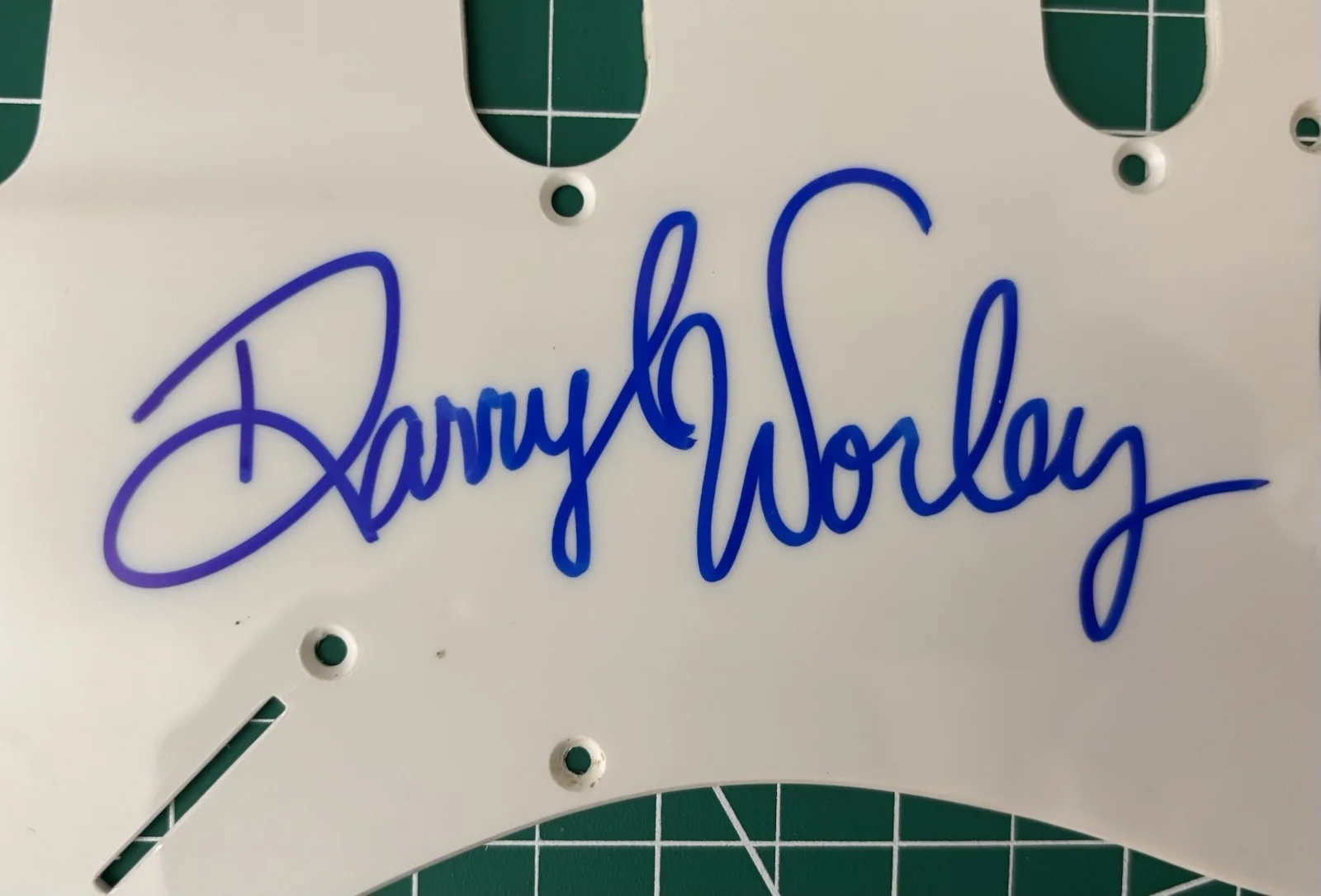 DARRYL WORLEY — DARRYL WORLEY HAND SIGNED STRATACASTER PICKGUARD --COUNTRY SINGER SONGWRITER, image 2