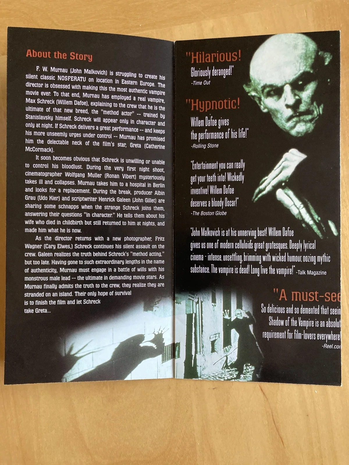 Shadow of a Vampire Movie promotional flyer, изображение 2