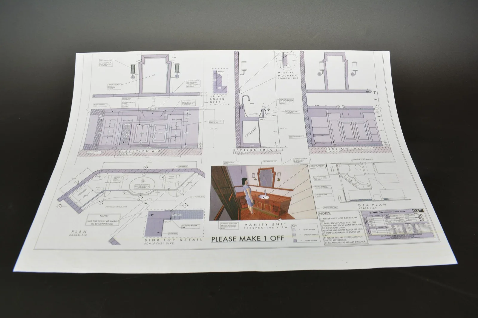 SPECTRE (2015) – 7 Production‑Issued Blueprints – Stunts/Props/Set Dec, image 4