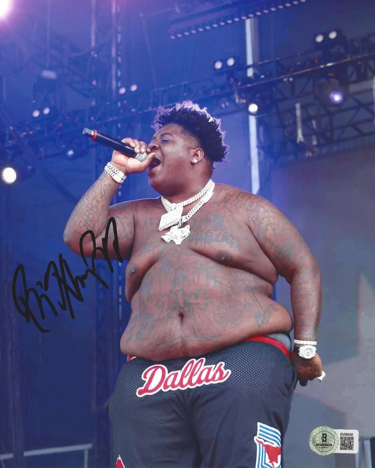 BIGXTHAPLUG TEXAS RAPPER SIGNED 8x10 PHOTO 2 SOUTHERN HIP HOP BECKETT BAS COA, изображение 2