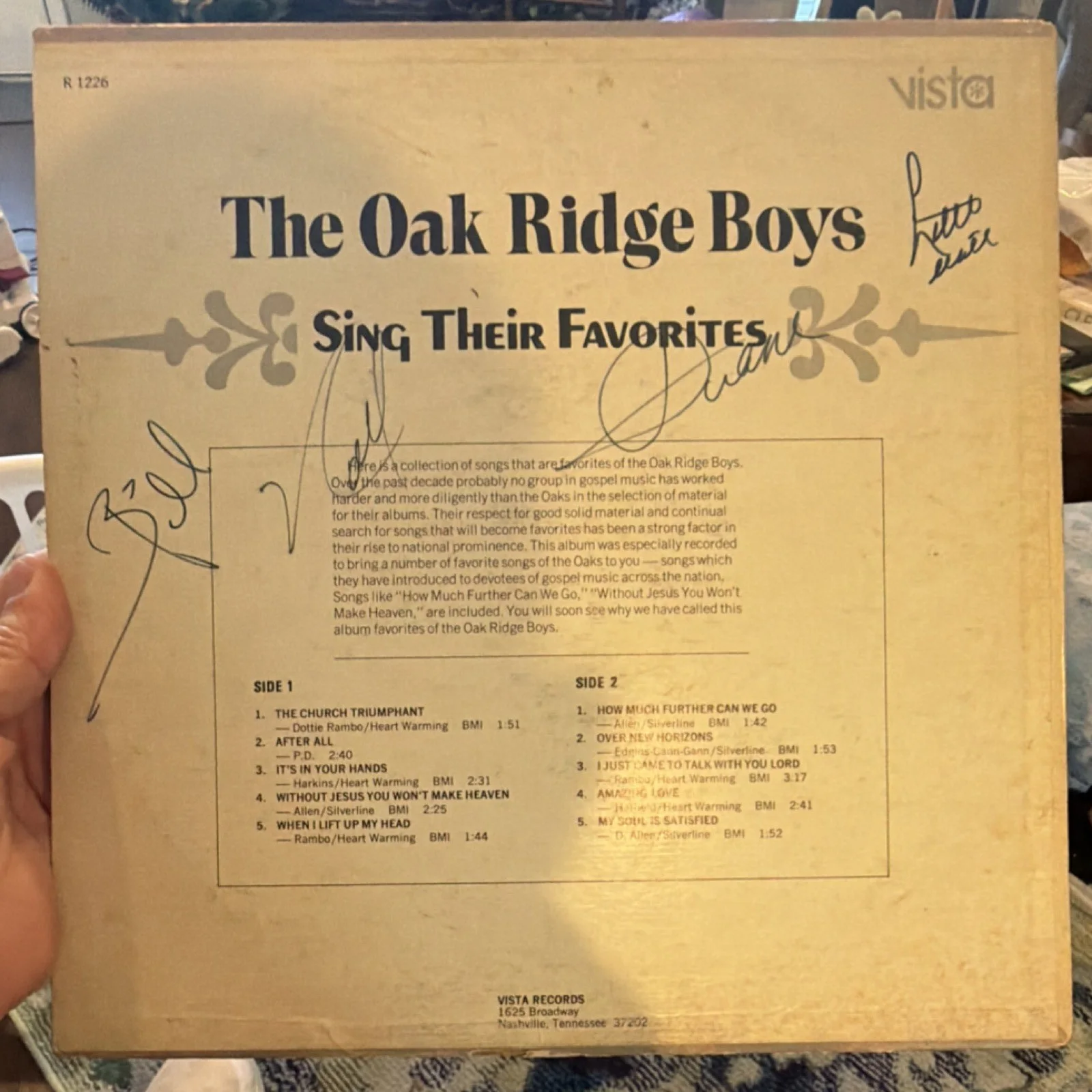 The Oak Ridge Boys Sing Their Favorites Signed Original Vinyl LP Autographed, image 2