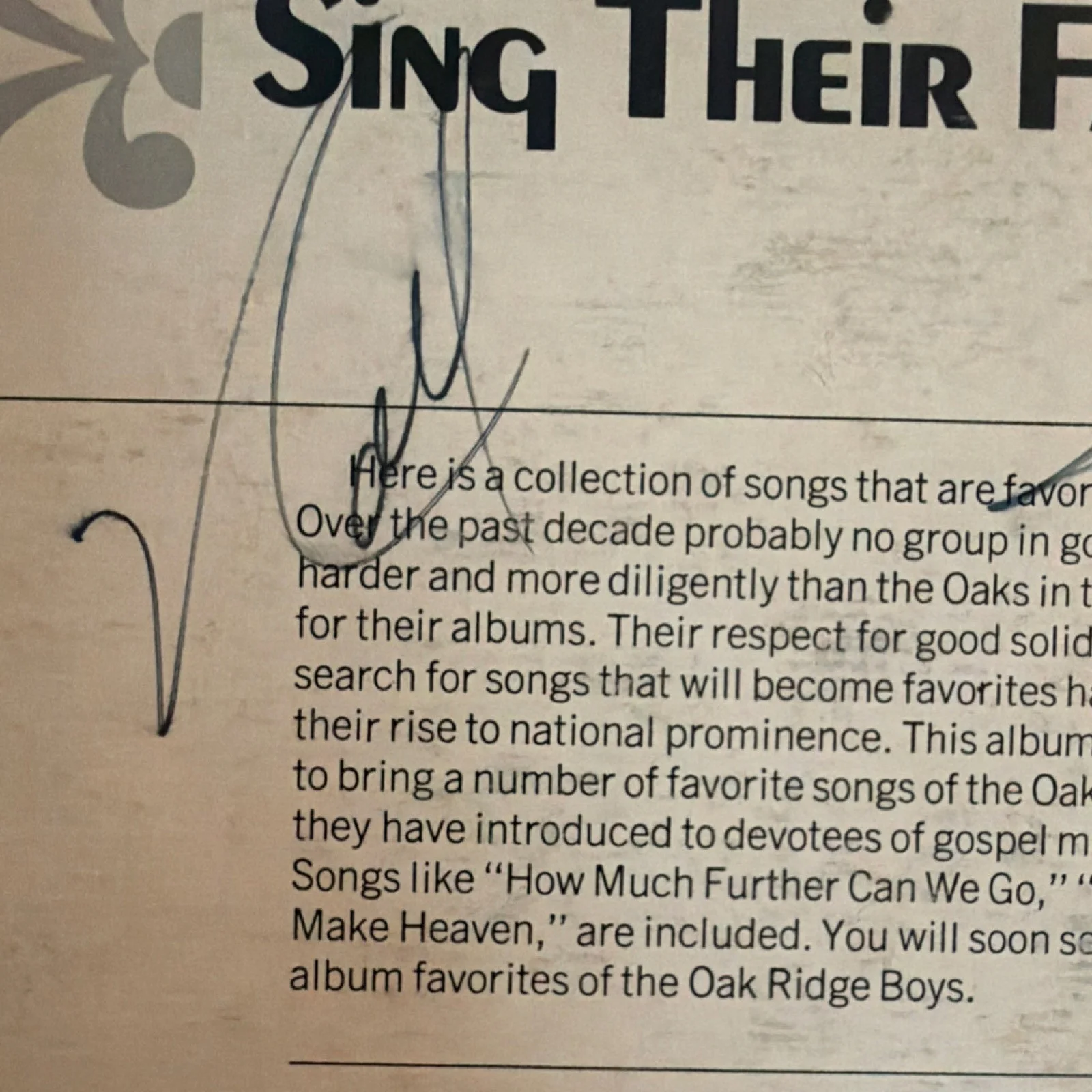The Oak Ridge Boys Sing Their Favorites Signed Original Vinyl LP Autographed, image 5