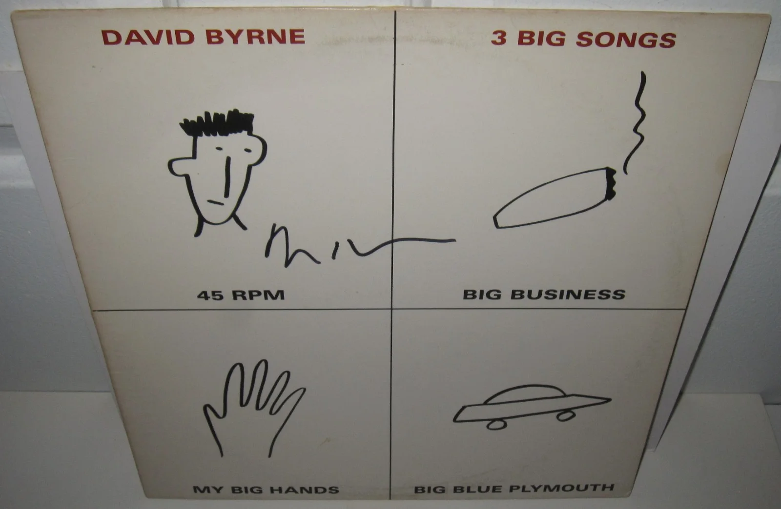 DAVID BYRNE SIGNED TALKING HEADS 3 BIG SONGS ALBUM VINYL ROCK AUTOGRAPH JSA COA, изображение 3