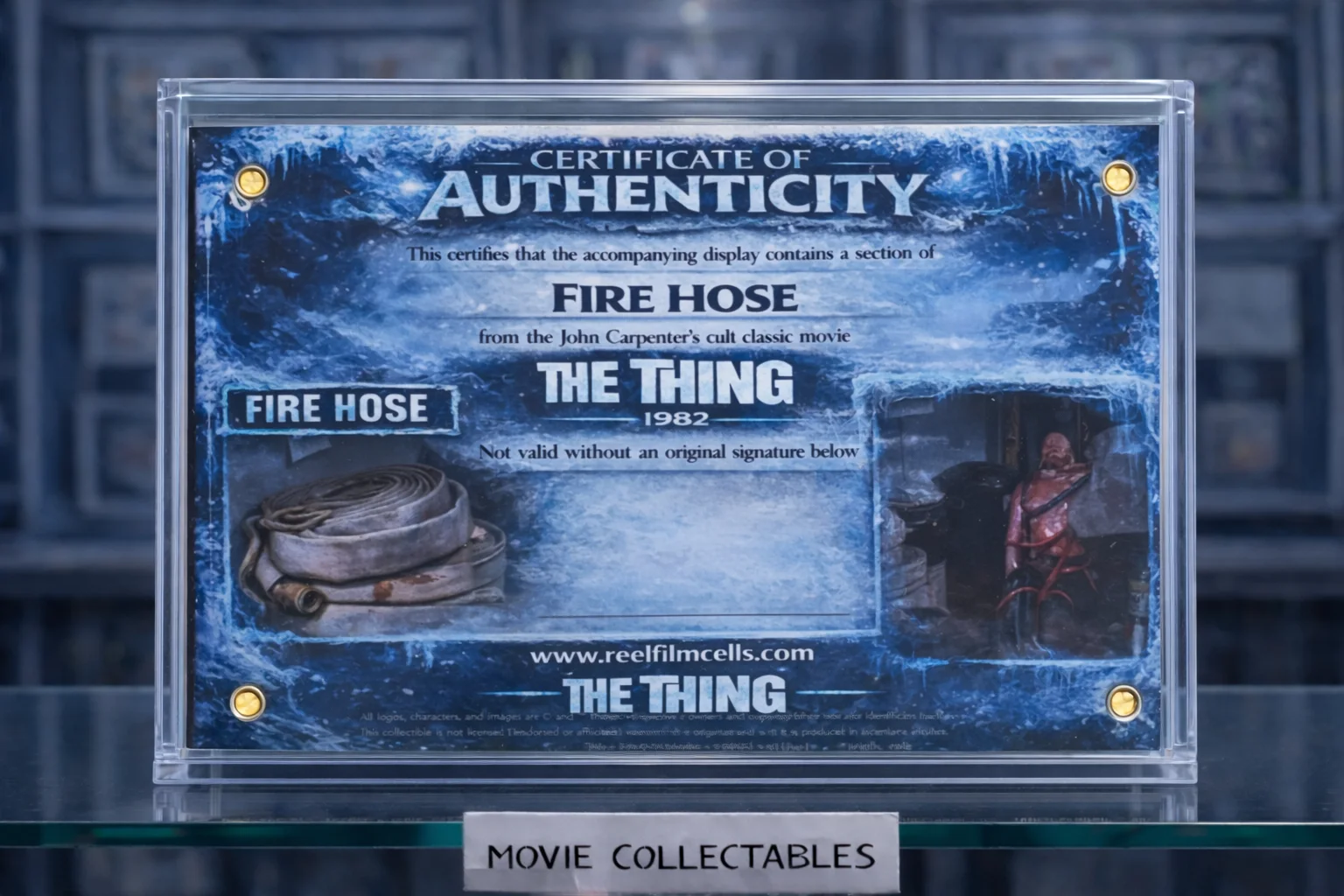 Screen-Used Fire Hose Fragment Display – The Thing (1982) – Movie Prop With COA, изображение 2