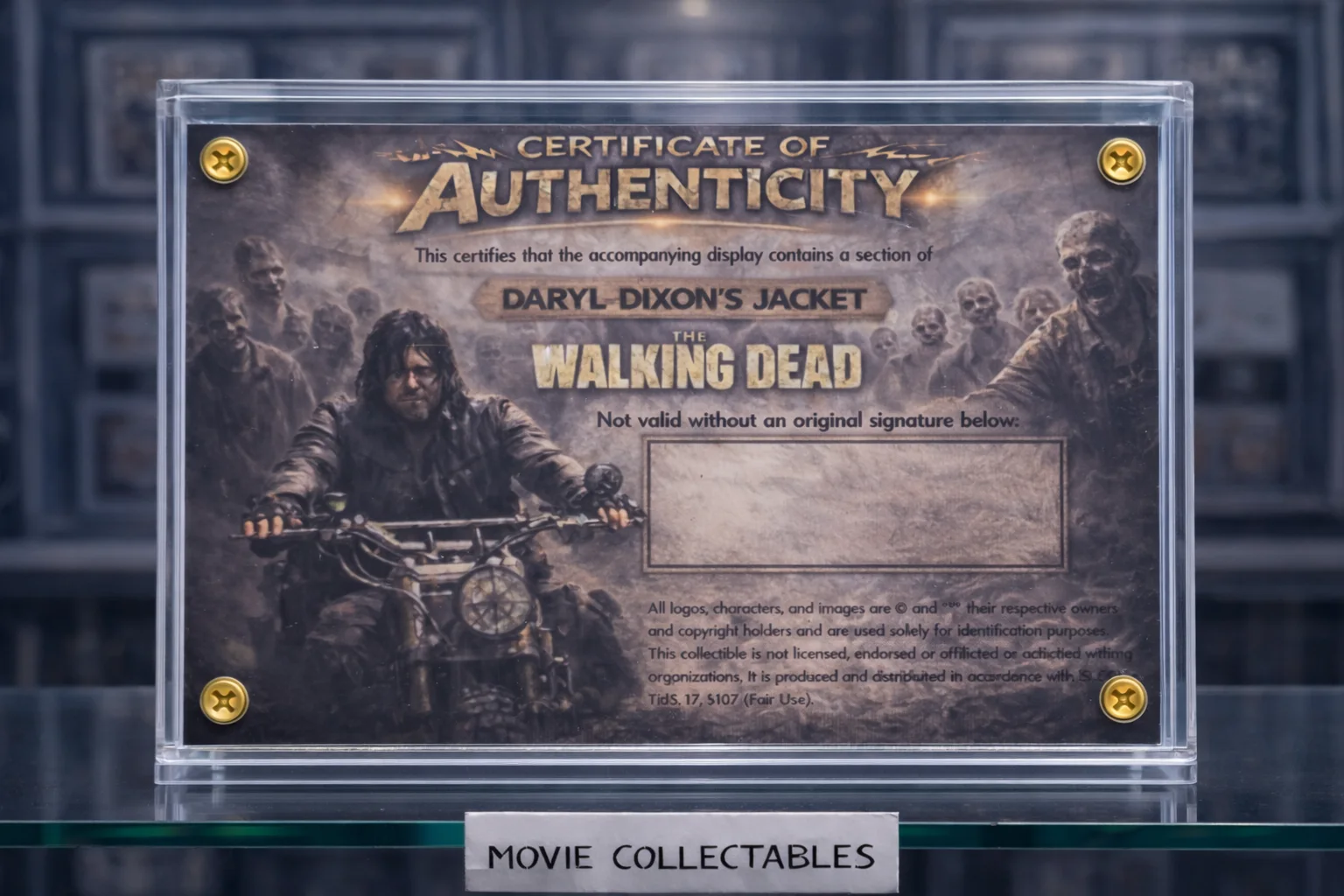 Screen-Used Daryl Dixon Biker Coat Swatch – The Walking Dead TV Series Prop COA, изображение 2