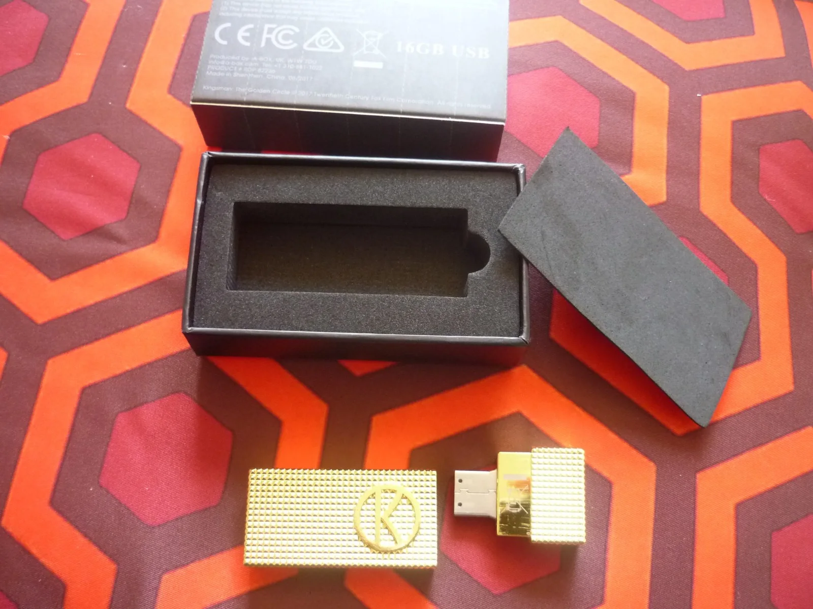 3x1 inch gold bar metal usb kingsman golden circle 16gb & stark loot crate game, изображение 3