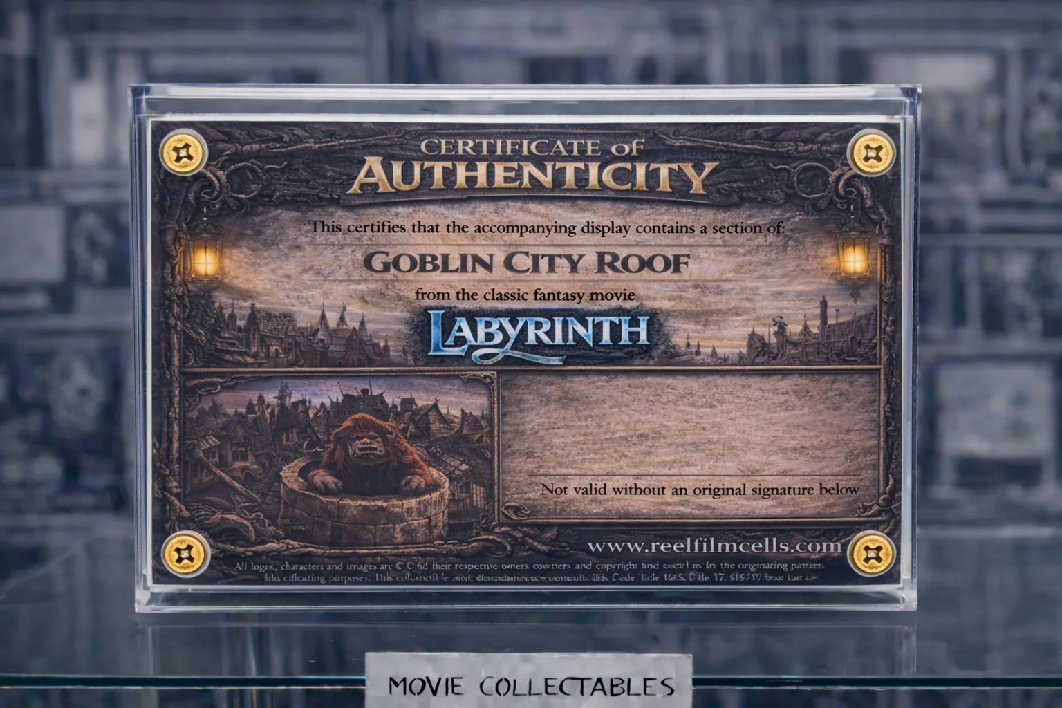 Screen-Used Goblin City Roof Tile – Labyrinth Movie Prop Display – With COA, image 2