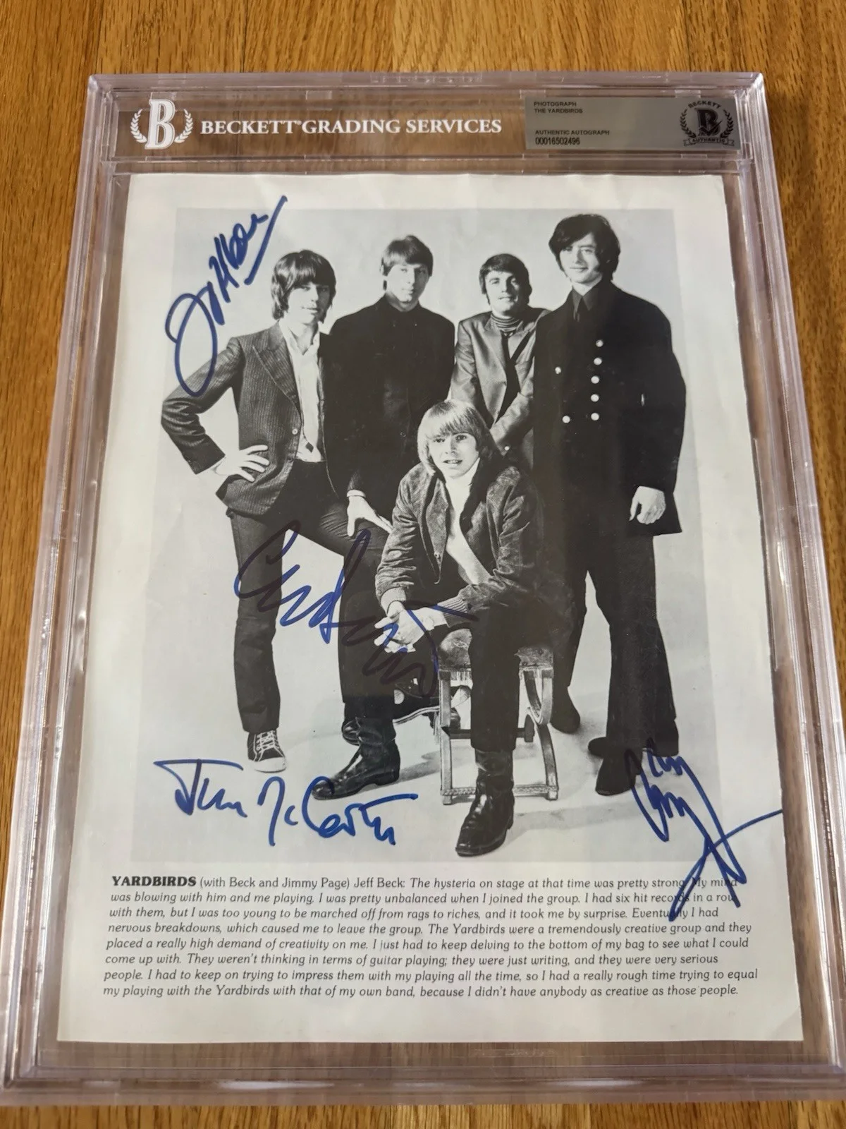 Rare Signed Yardbirds Photo Dreja McCarty Jimmy Page Jeff Beck Beckett BAS Slab, изображение 2