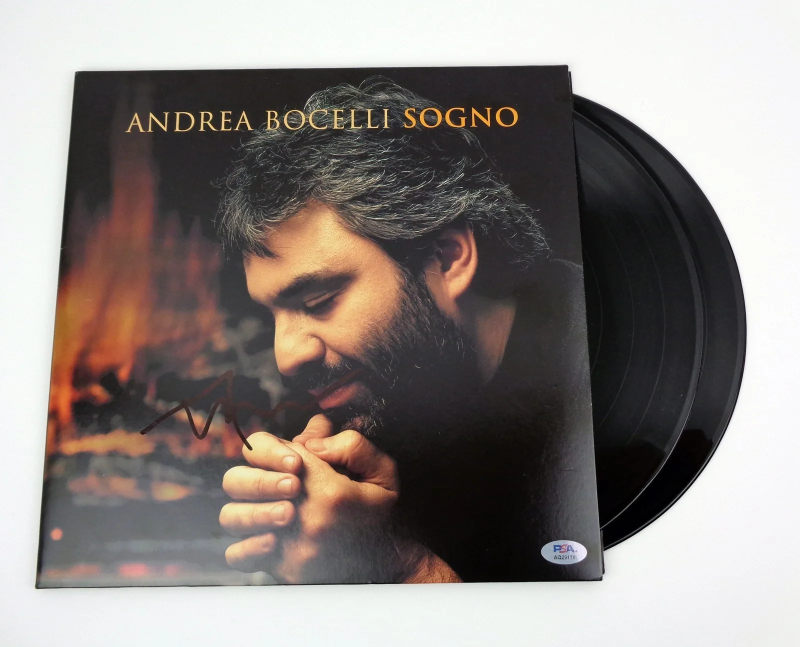 Andrea Bocelli — Andrea Bocelli Signed Autograph Sogno Vinyl Record Album PSA/DNA COA