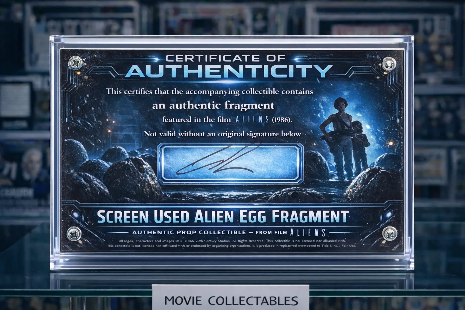 Screen-Used Alien Egg Fragment – Aliens Movie Prop Relic Display – With COA, изображение 2