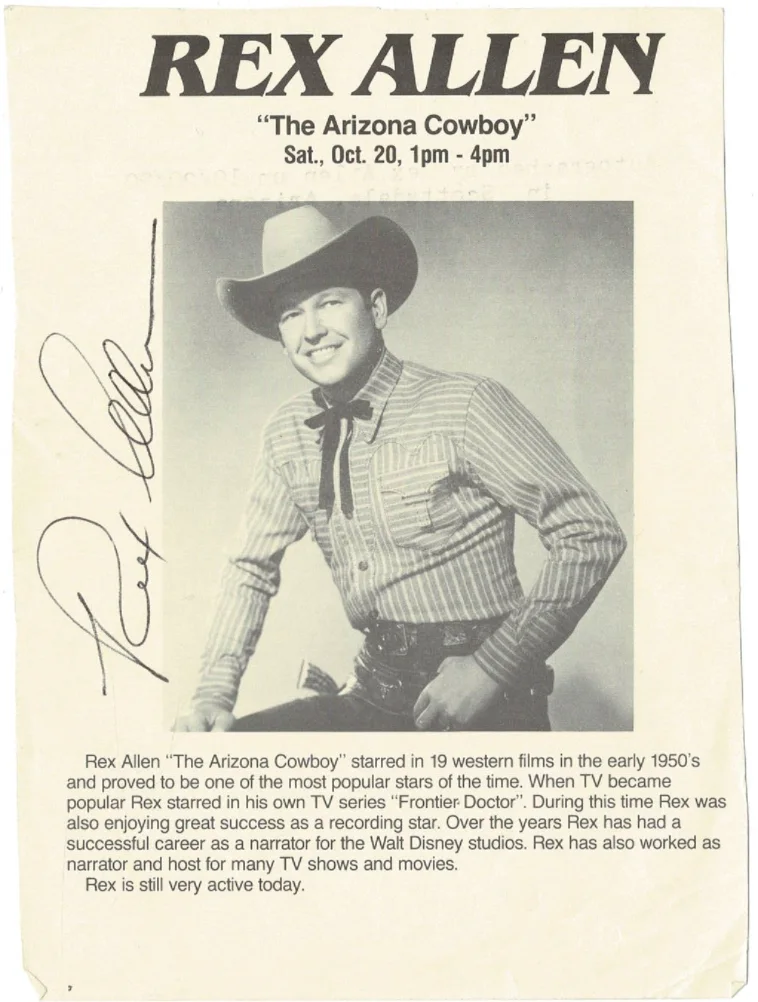 Rex Allen — Rex Allen Disney Actor Autographed Signed Photo AMCo COA 19219