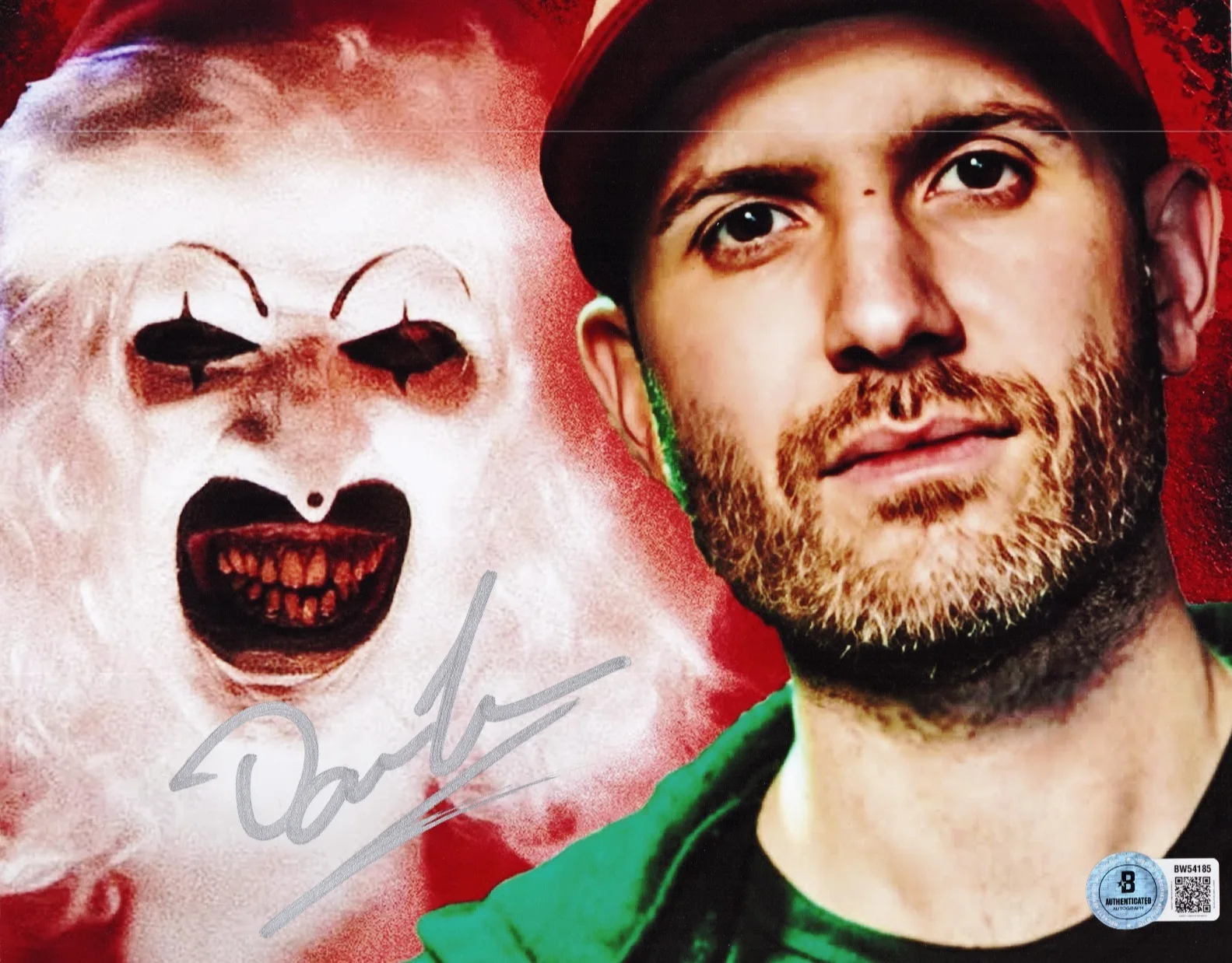 Damien Leone — Damien Leone Signed Terrifier Art the Clown 8x10 Photo w/Beckett BAS BW54185