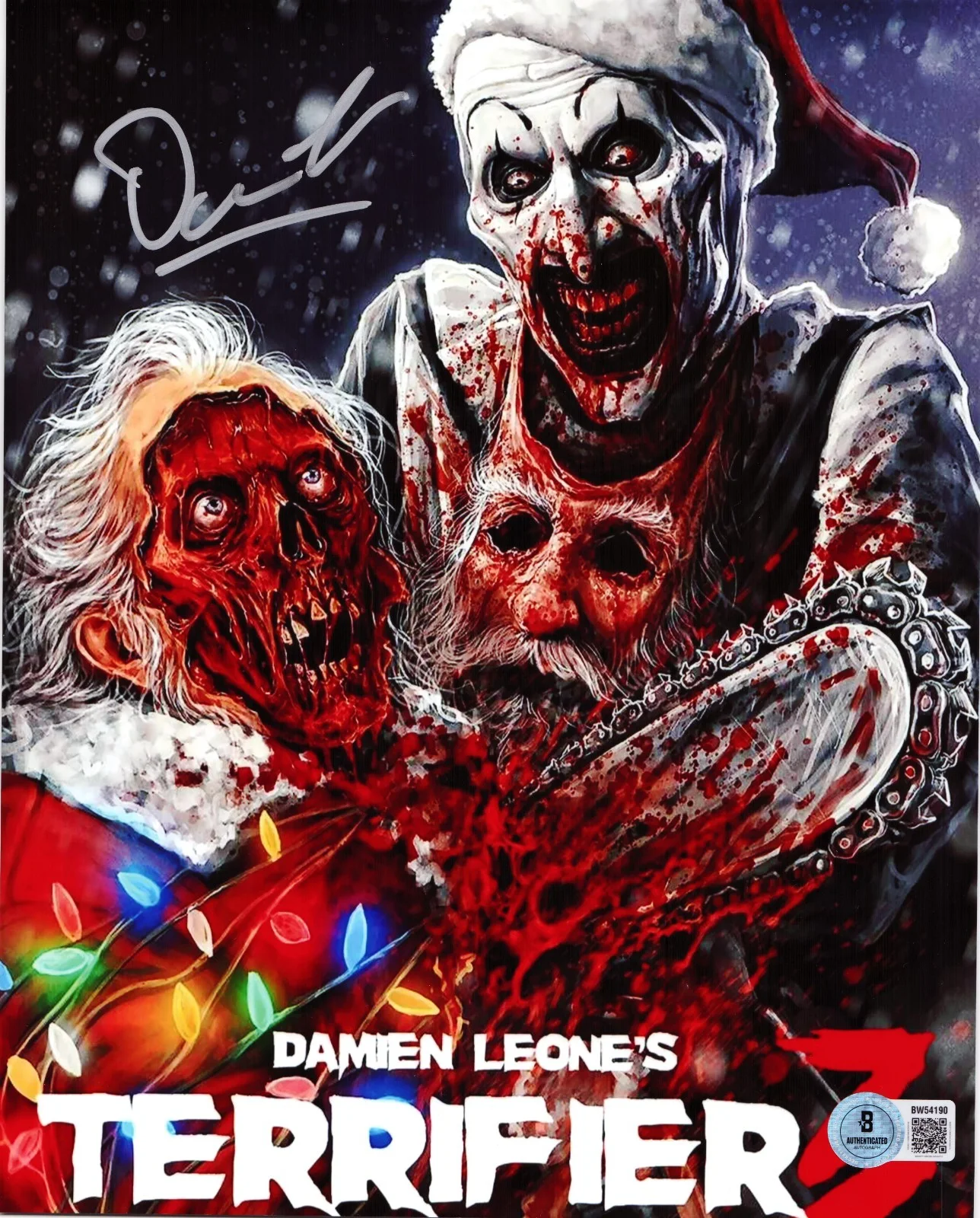 Damien Leone — Damien Leone Signed Terrifier Art the Clown 8x10 Photo w/Beckett BAS BW54190