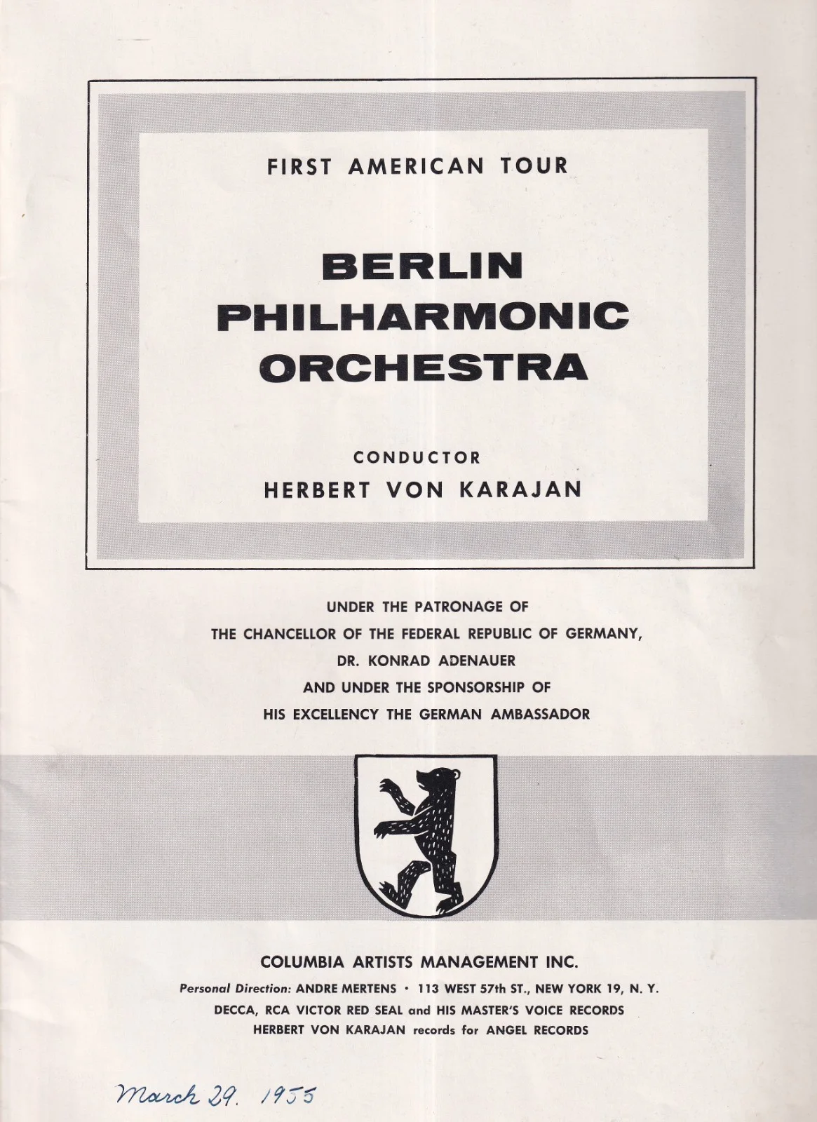 Herbert von Karajan - USA Premiere 1955 - 26-page brochure - original signed, изображение 5