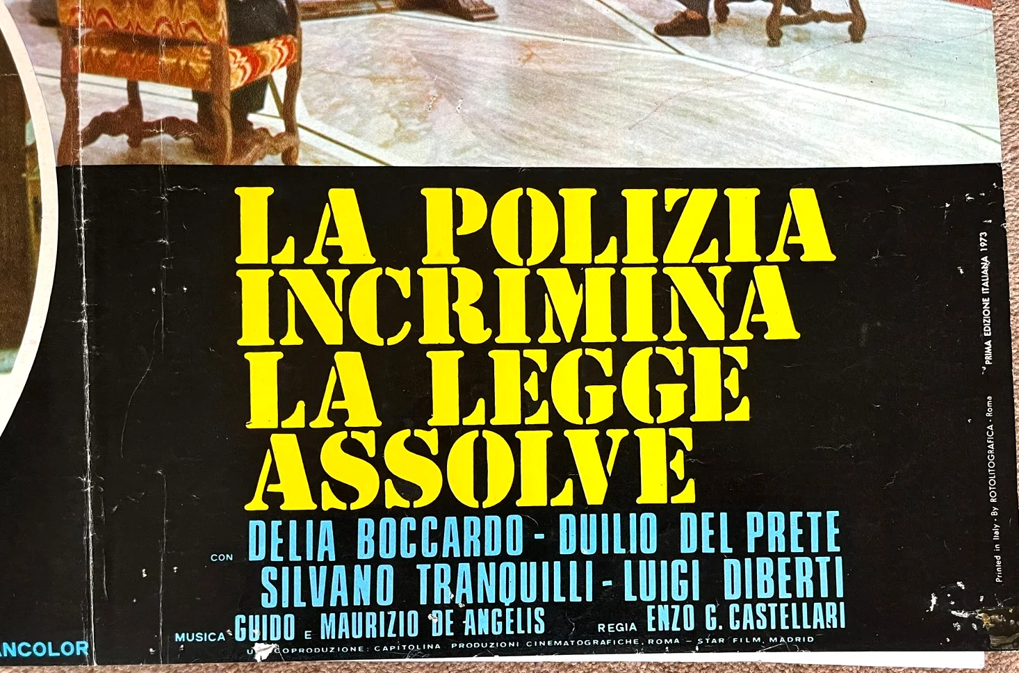 Alfa Romeo Giulia Polizia Original Italian Movie Film Poster 1973 66cm x 44cm, изображение 2