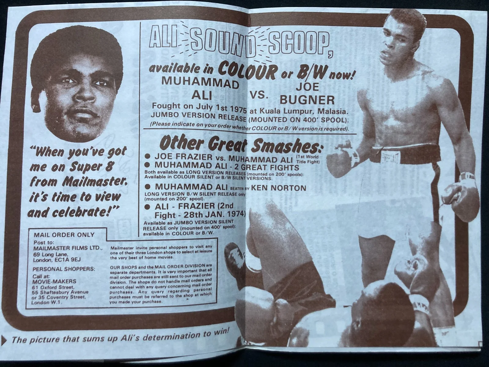 Vintage 1970's Cassius Clay / Muhammad Ali Boxing Super 8 Home Movie Flyer, изображение 2