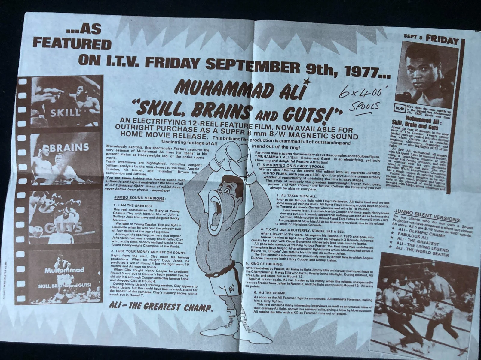 Vintage 1970's Cassius Clay / Muhammad Ali Boxing Super 8 Home Movie Flyer, изображение 3
