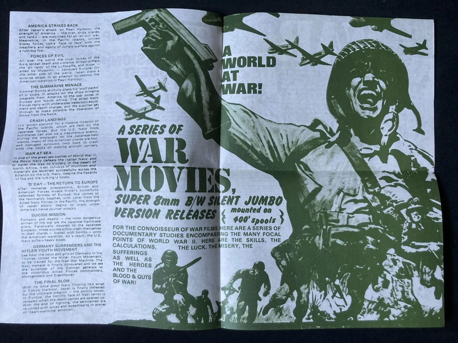 Vintage 1970's WW2 War Films Super 8 Home Movie Flyer, изображение 3