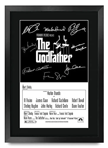 Framed Godfather Part 1 Poster - Al Pacino & Marlon Brando Autographed Gift - 16, image 3