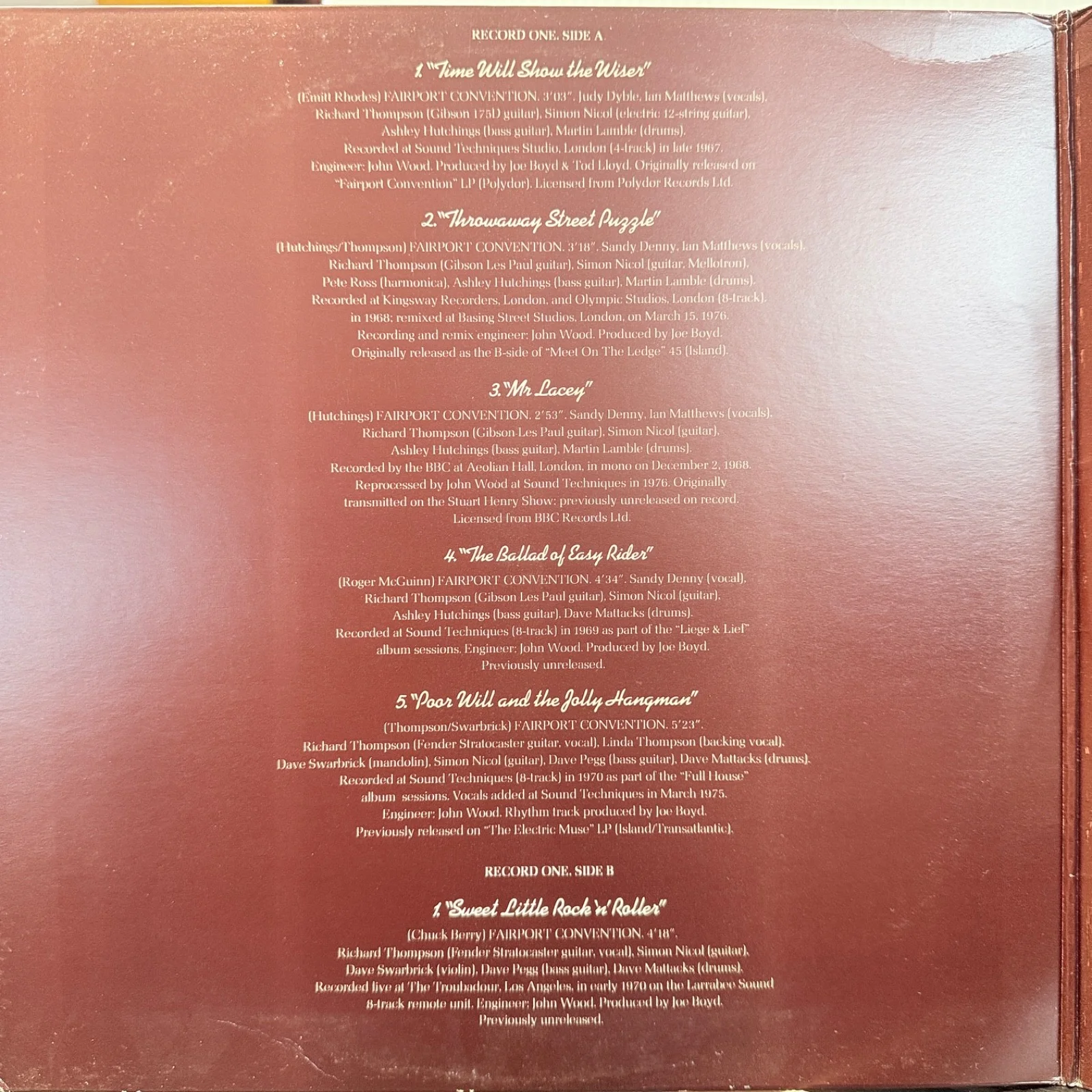 RICHARD THOMPSON "(guitar, vocal) 1967-1976" - UK VINYL - AUTOGRAPHED ON BACK!, изображение 2