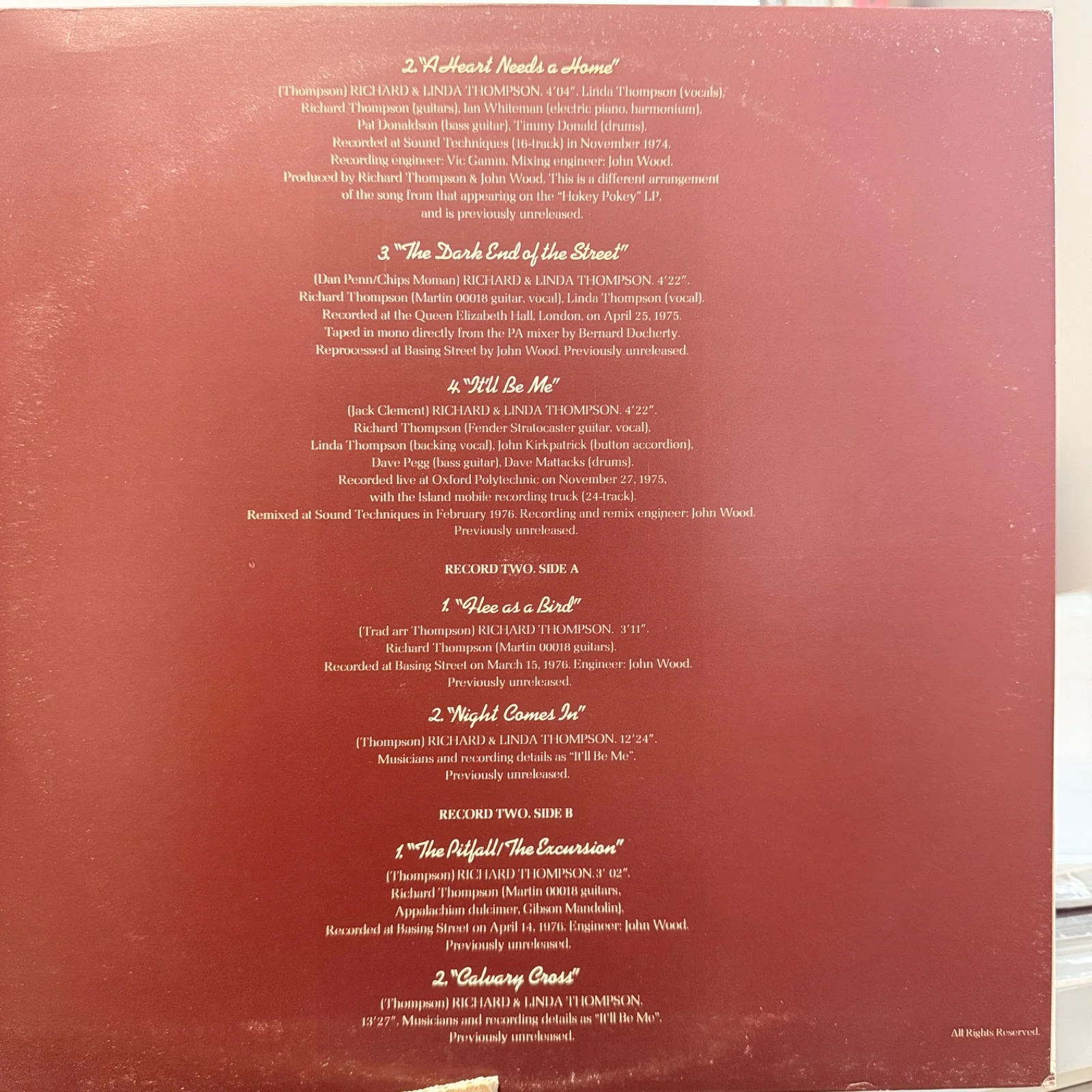 RICHARD THOMPSON "(guitar, vocal) 1967-1976" - UK VINYL - AUTOGRAPHED ON BACK!, изображение 3