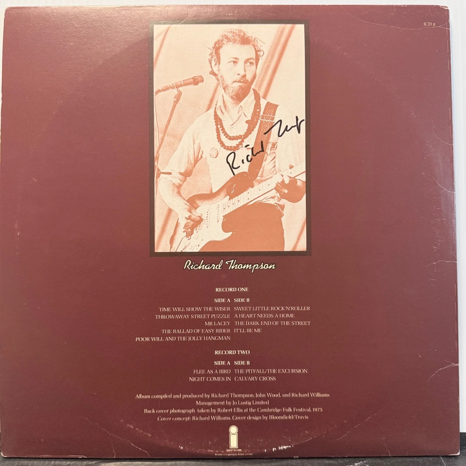 RICHARD THOMPSON "(guitar, vocal) 1967-1976" - UK VINYL - AUTOGRAPHED ON BACK!, изображение 4