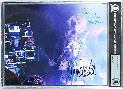 Carrie Fisher, Peter Mayhew — Carrie Fisher & Peter Mayhew Star Wars Signed 8x10 Photo BAS Slabbed, image 3