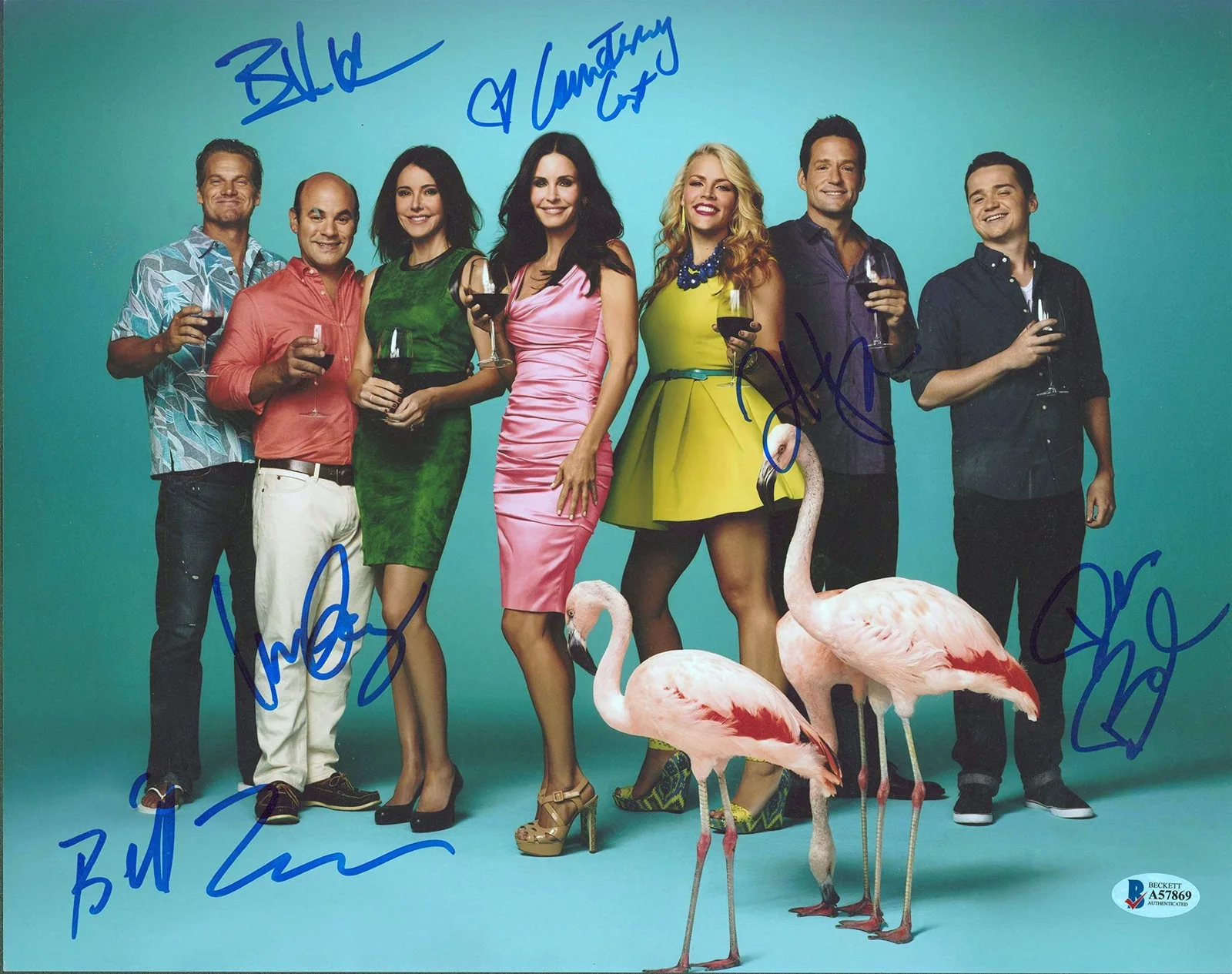 Courtney Cox, Bill Lawrence, Dan Byrd, Josh Hopkins Ian Gomez — Cougar Town (6) Cox, Lawrence, Byrd, Hopkins Gomez & Holt Signed 11x14 Photo BAS, image 4