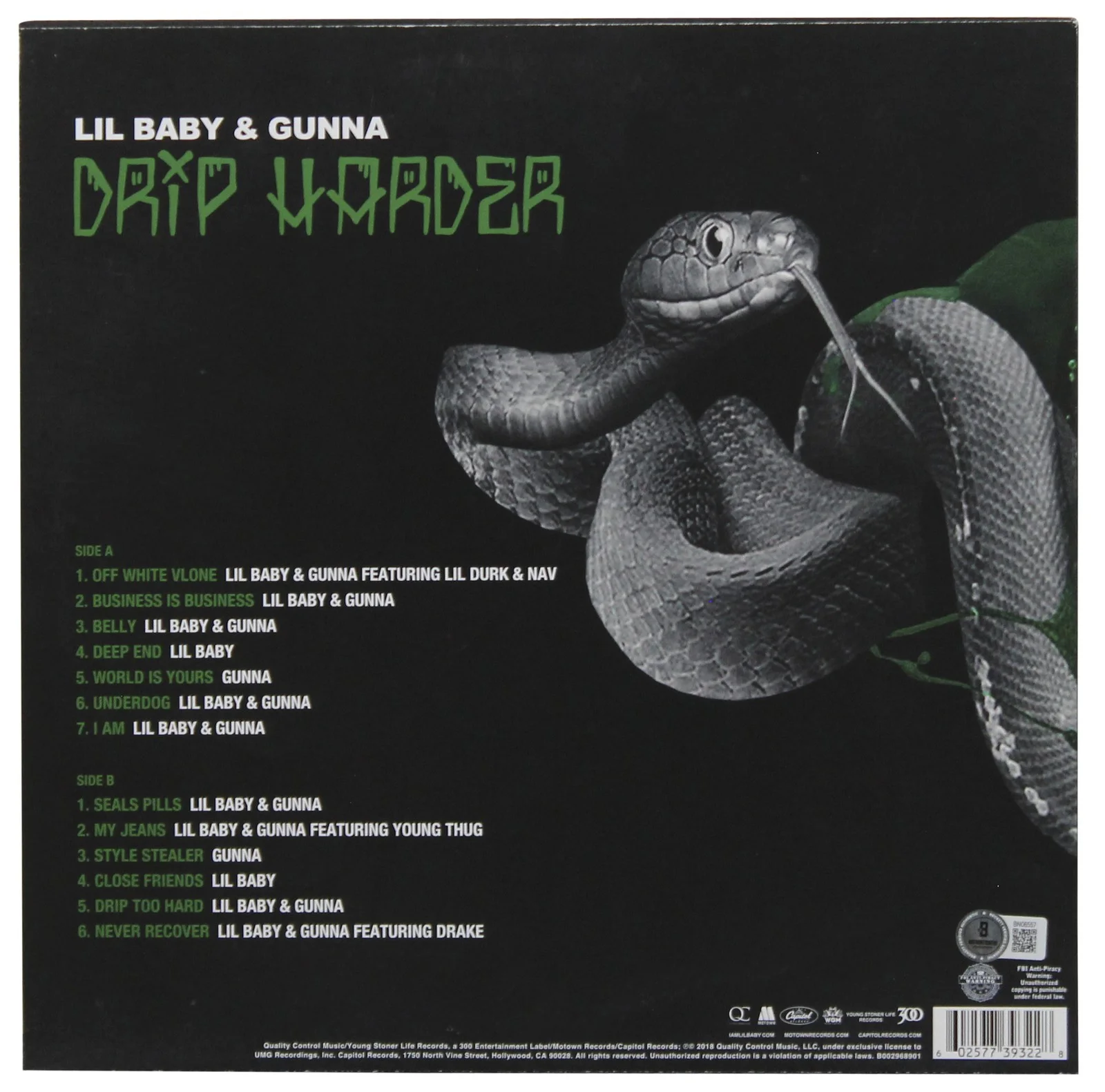 Gunna — Gunna Authentic Signed Drip Harder Album Cover W/ Vinyl Autographed BAS #BN06557, image 4